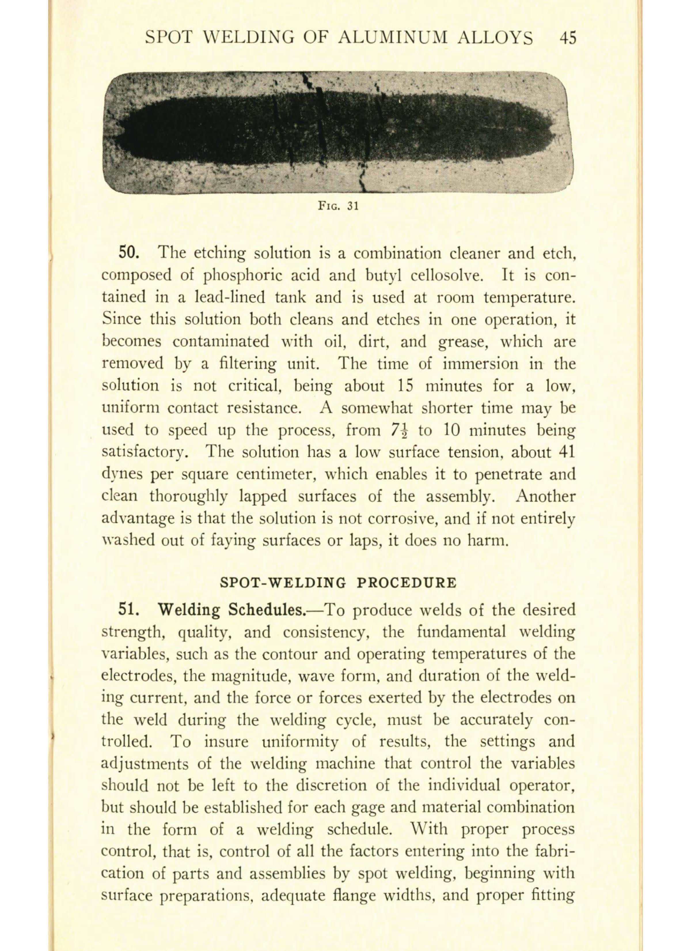 Sample page 47 from AirCorps Library document: Aircraft Welding - Spot Welding of Aluminum Alloys - Bureau of Aeronautics