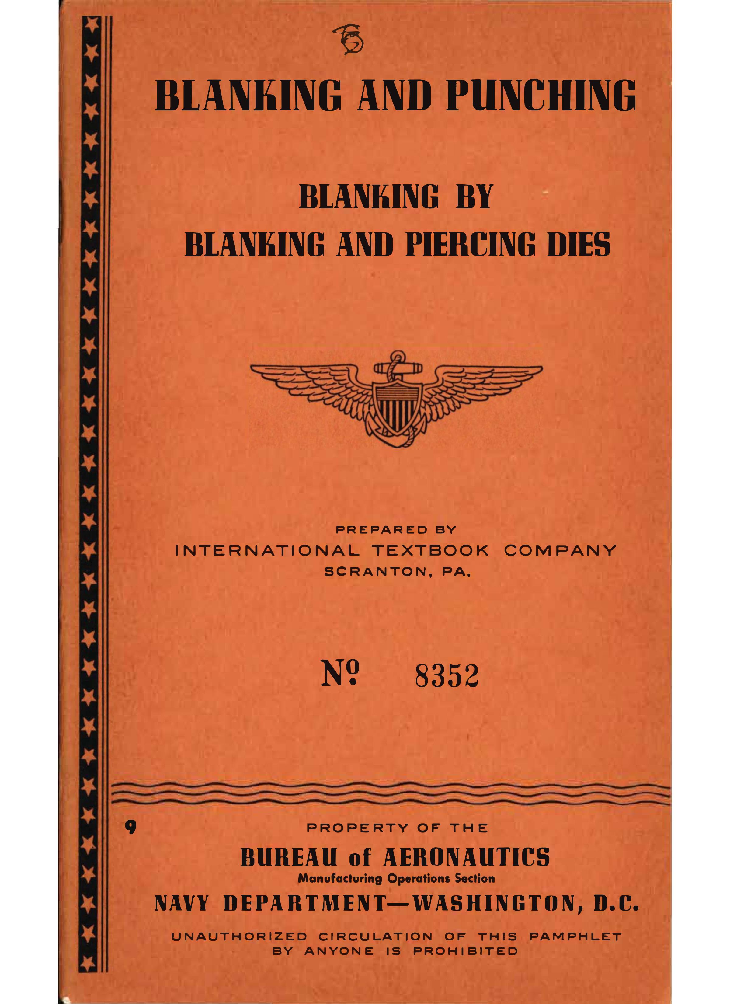 Sample page 1 from AirCorps Library document: Blanking & Punching - Blanking & Piercing Dies - Bureau of Aeronautics