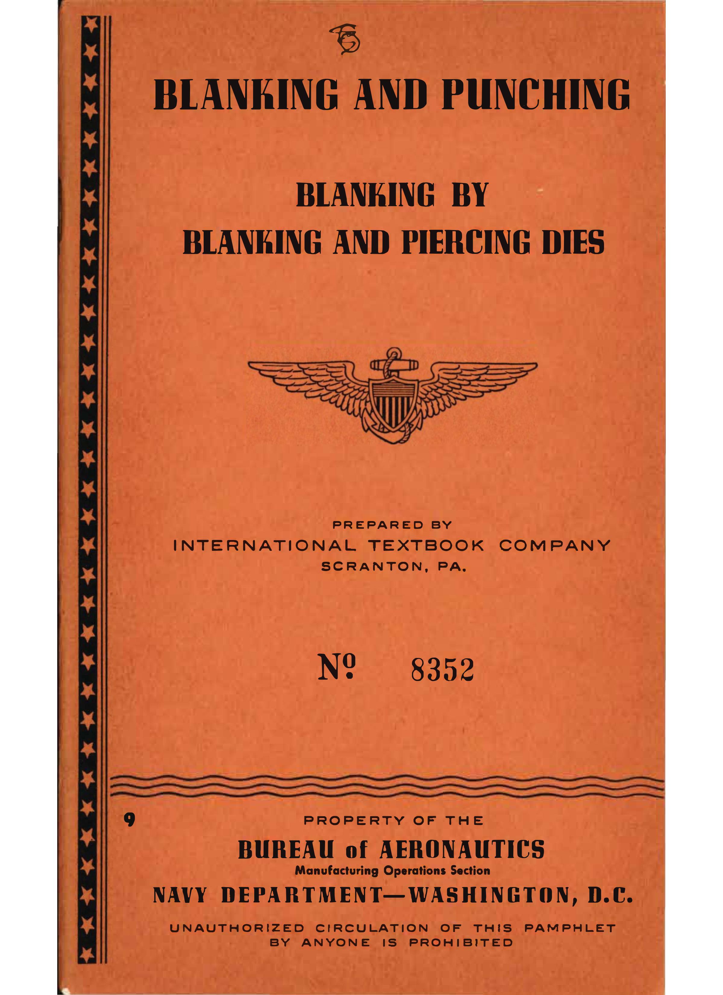 Sample page 1 from AirCorps Library document: Blanking & Punching - Blanking & Piercing Dies - Bureau of Aeronautics
