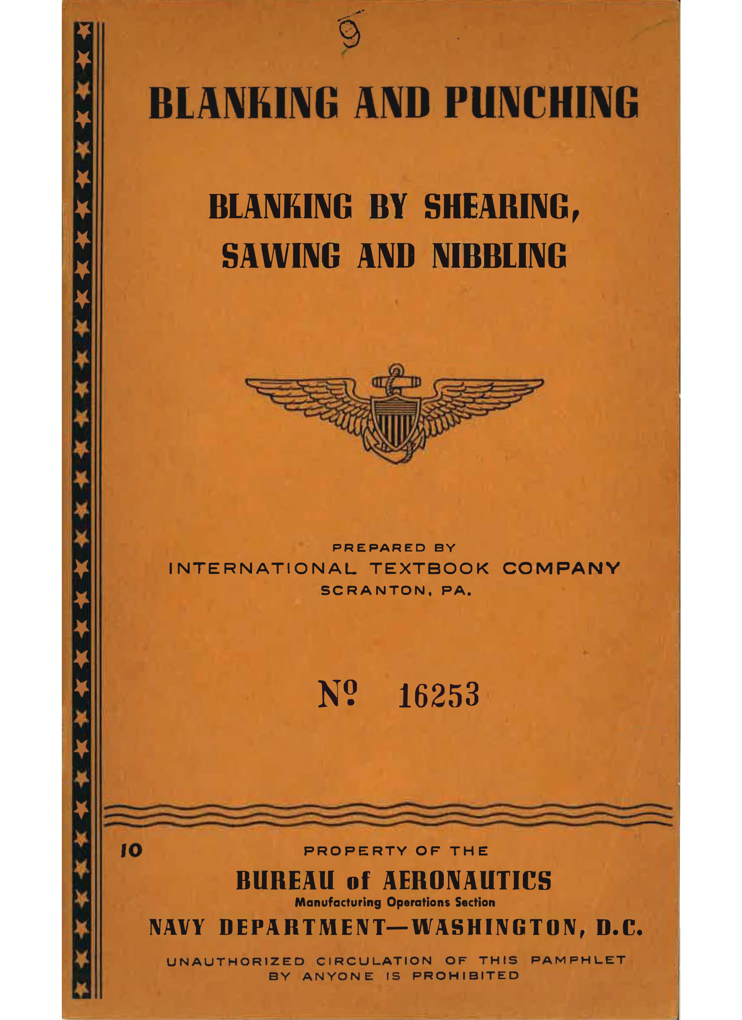 Sample page 1 from AirCorps Library document: Blanking & Punching - Shearing, Sawing, Nibbling - Bureau of Aeronautics