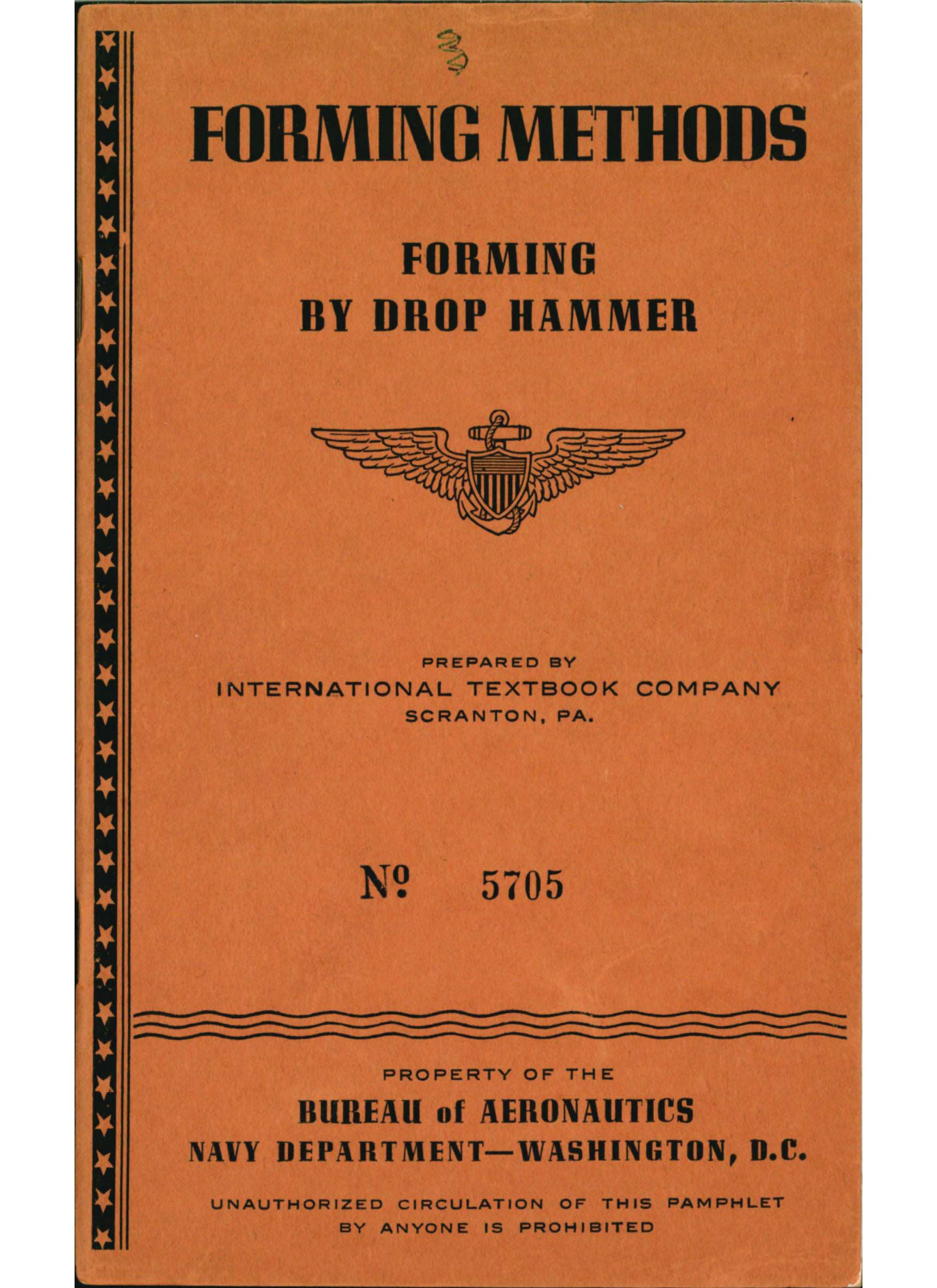 Sample page 1 from AirCorps Library document: Forming Methods - Drop Hammer - Bureau of Aeronautics