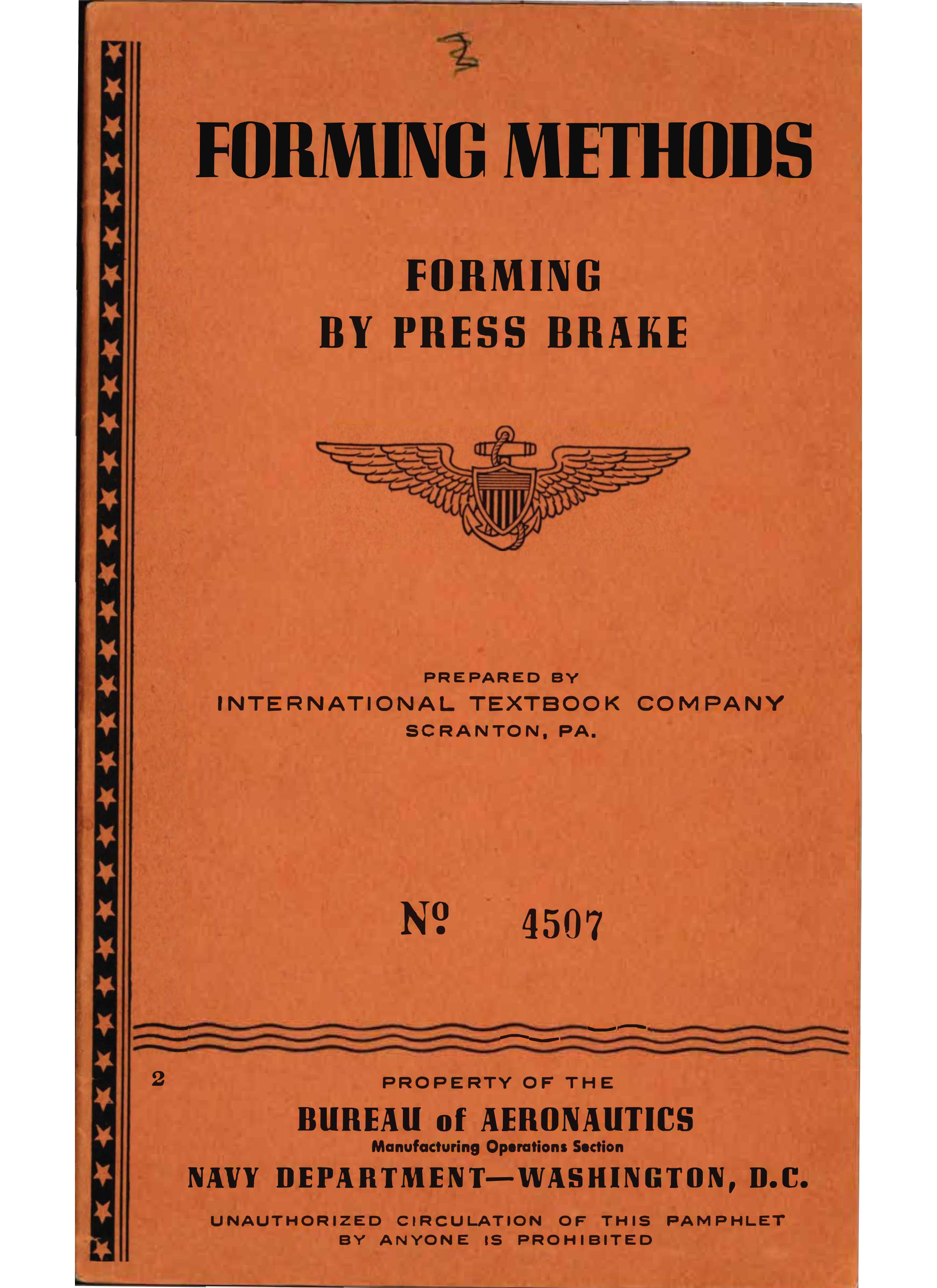Sample page 1 from AirCorps Library document: Forming Methods - Press Brake - Bureau of Aeronautics