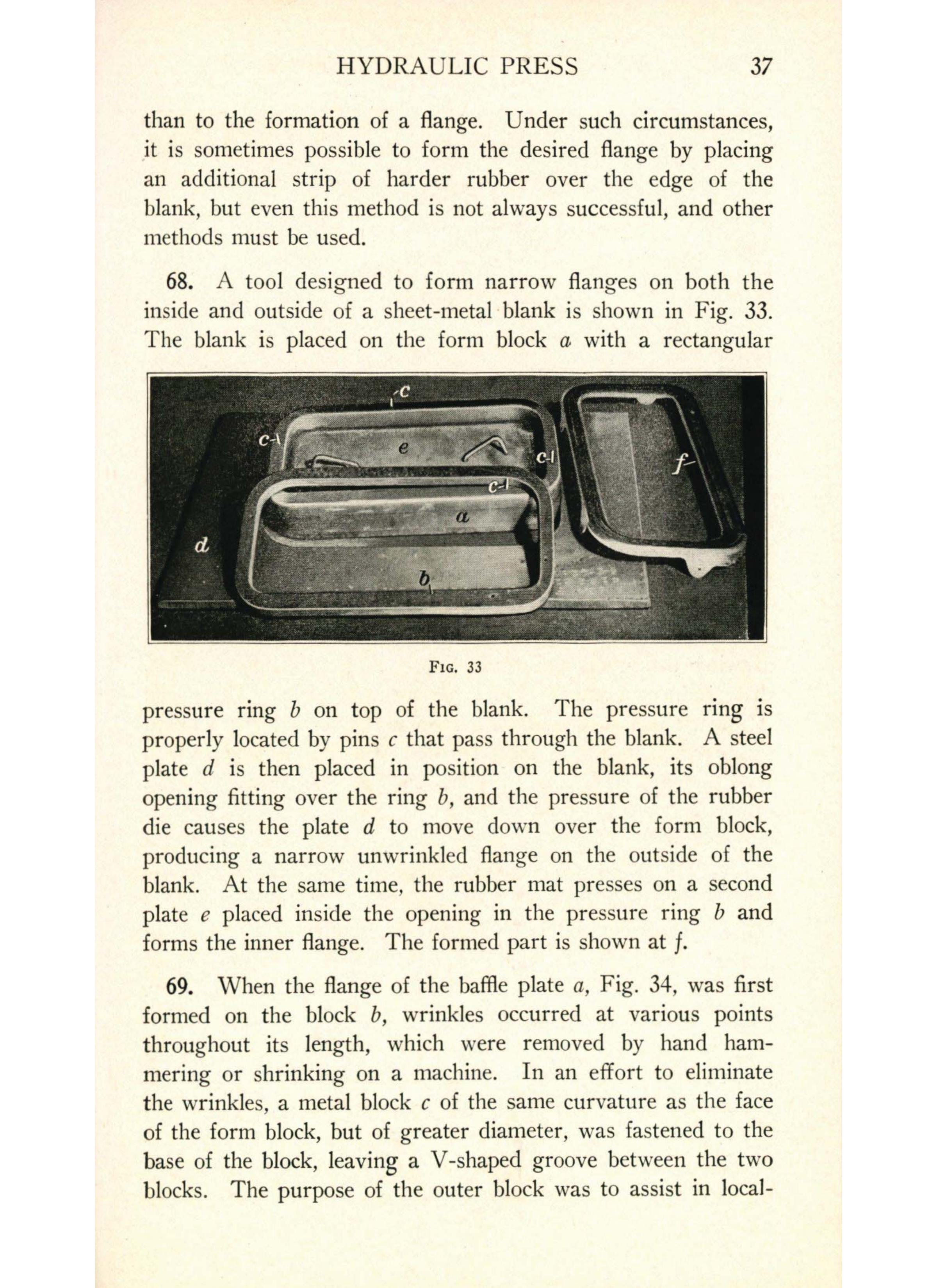 Sample page 39 from AirCorps Library document: Forming Methods - Single-Action Hydraulic Press - Bureau of Aeronautics