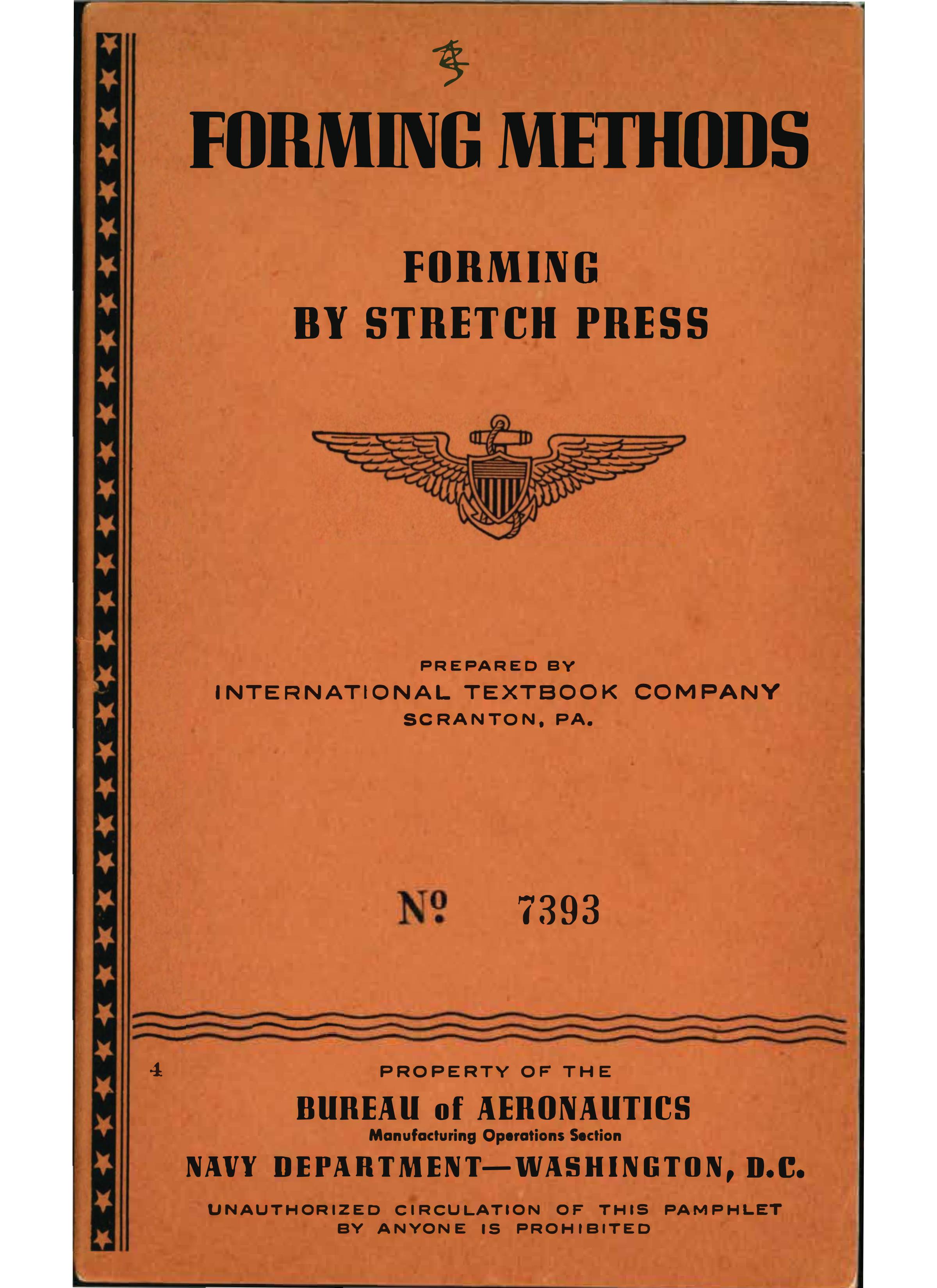 Sample page 1 from AirCorps Library document: Forming Methods - Stretch Press - Bureau of Aeronautics