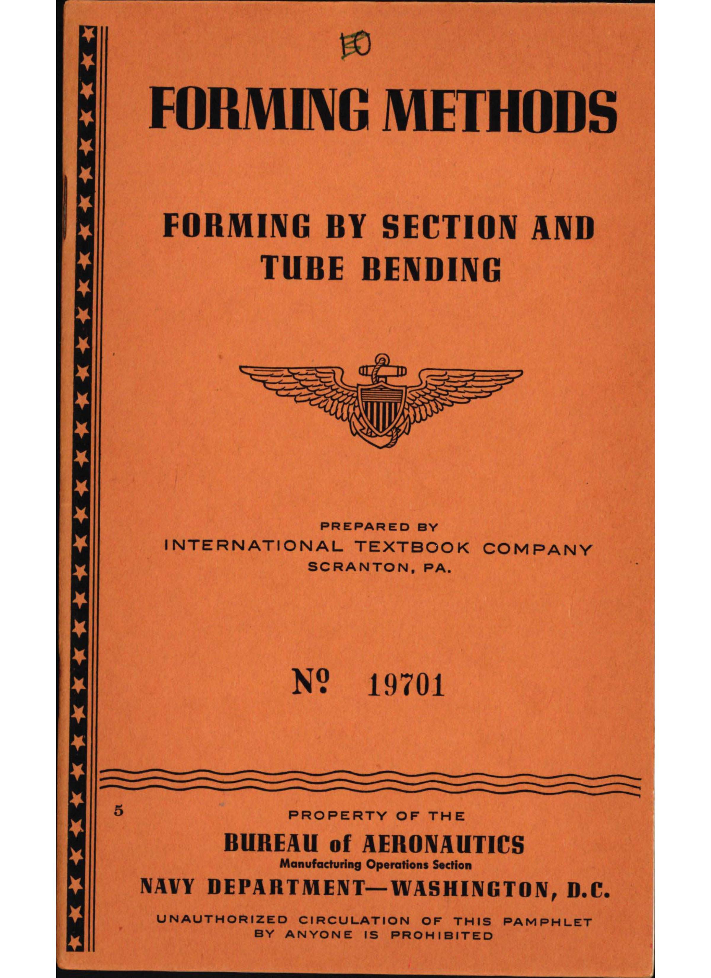 Sample page 1 from AirCorps Library document: Forming Methods - Forming by Section & Tube Bending - Bureau of Aeronautics