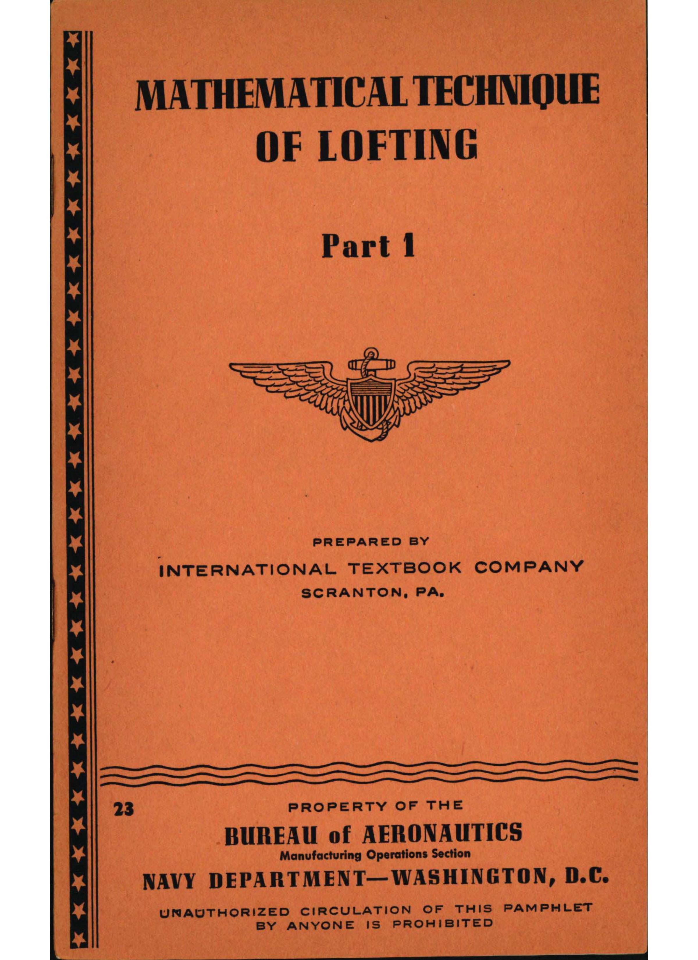 Sample page 1 from AirCorps Library document: Mathmatical Technique of Lofting - Part 1 - Bureau of Aeronautics