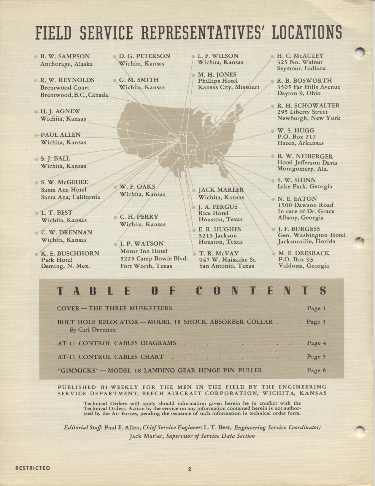 Sample page 2 from AirCorps Library document: Vol. I, No. 15 - Beechcraft Engineering Service