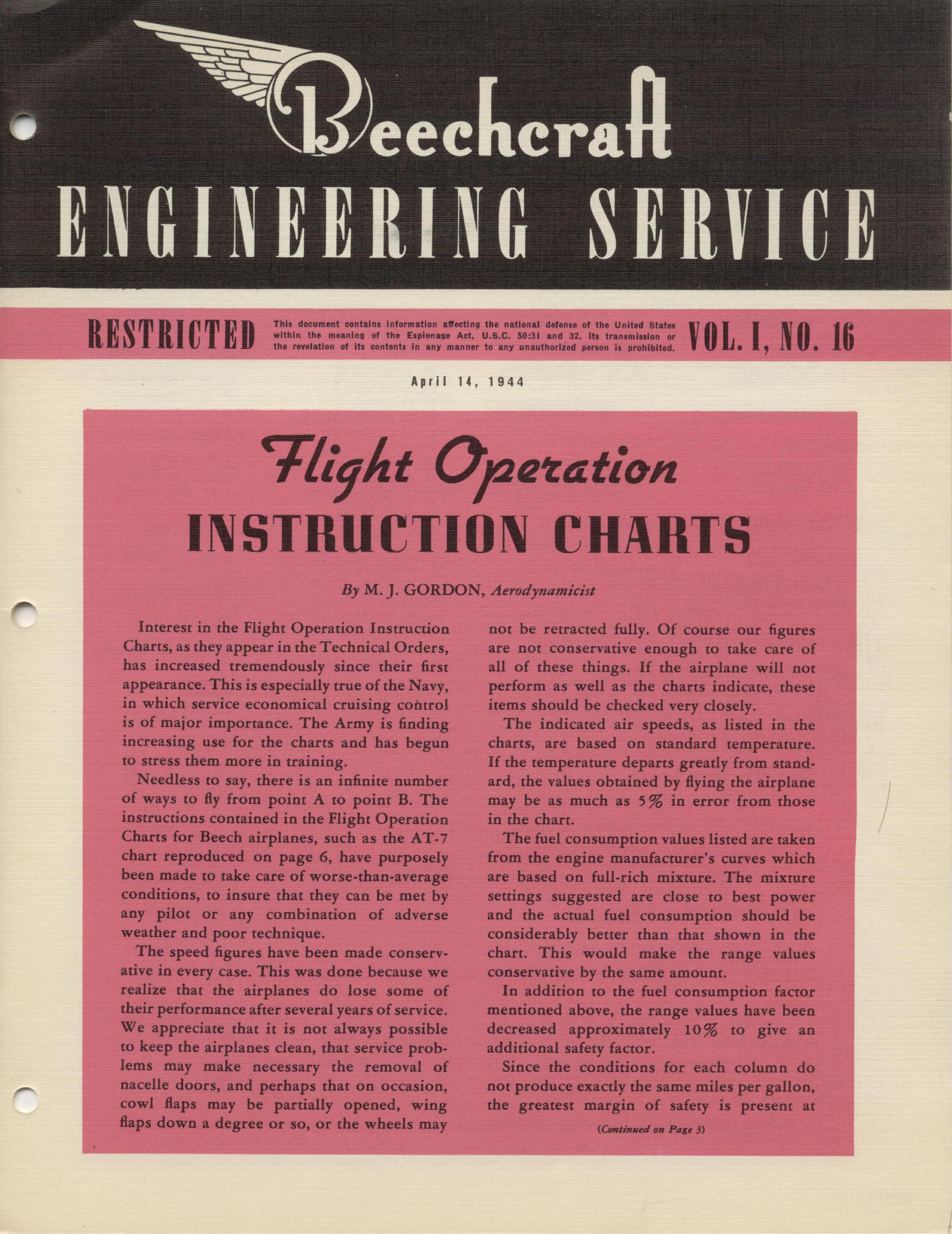 Sample page 1 from AirCorps Library document: Vol. I, No. 16 - Beechcraft Engineering Service