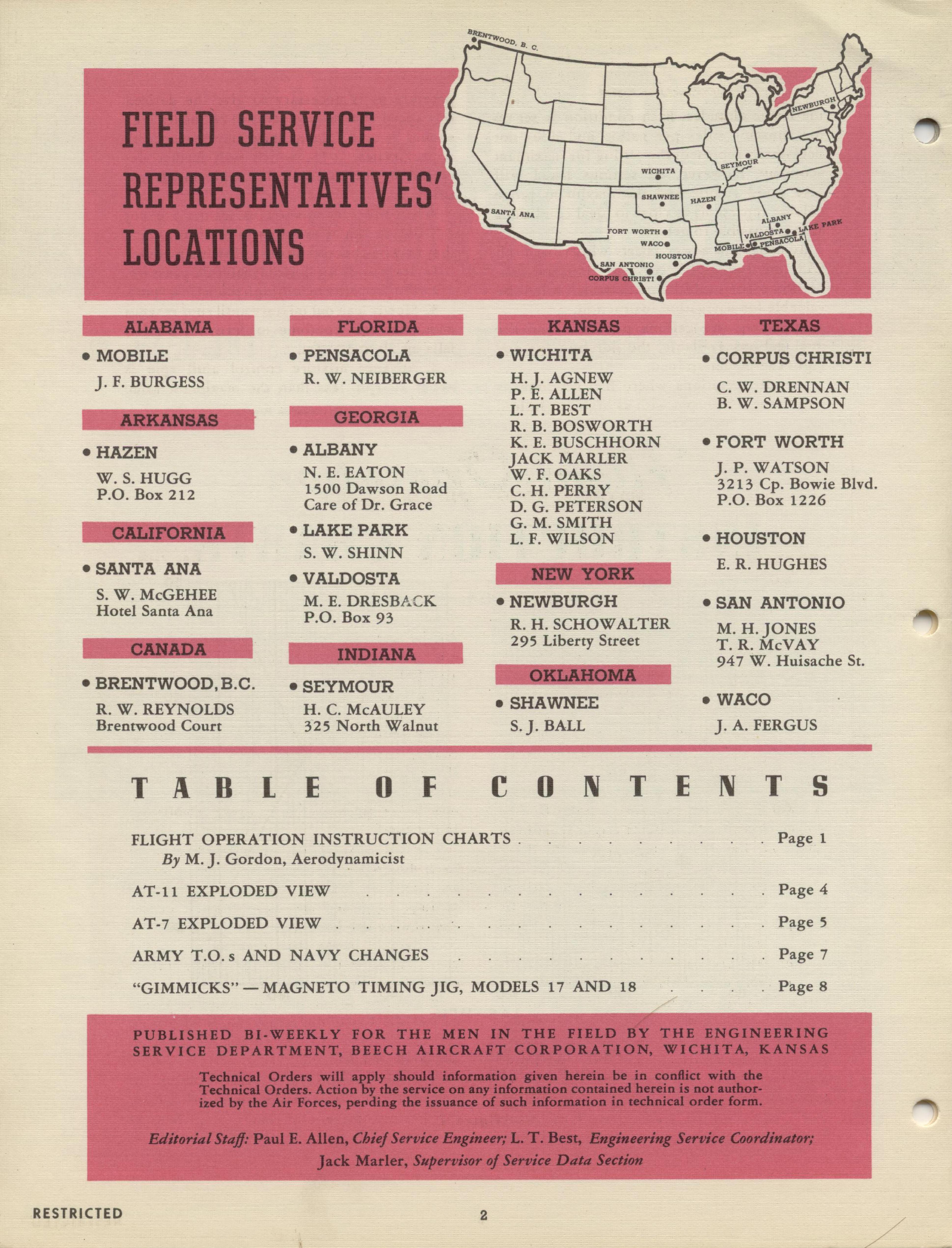Sample page 2 from AirCorps Library document: Vol. I, No. 16 - Beechcraft Engineering Service