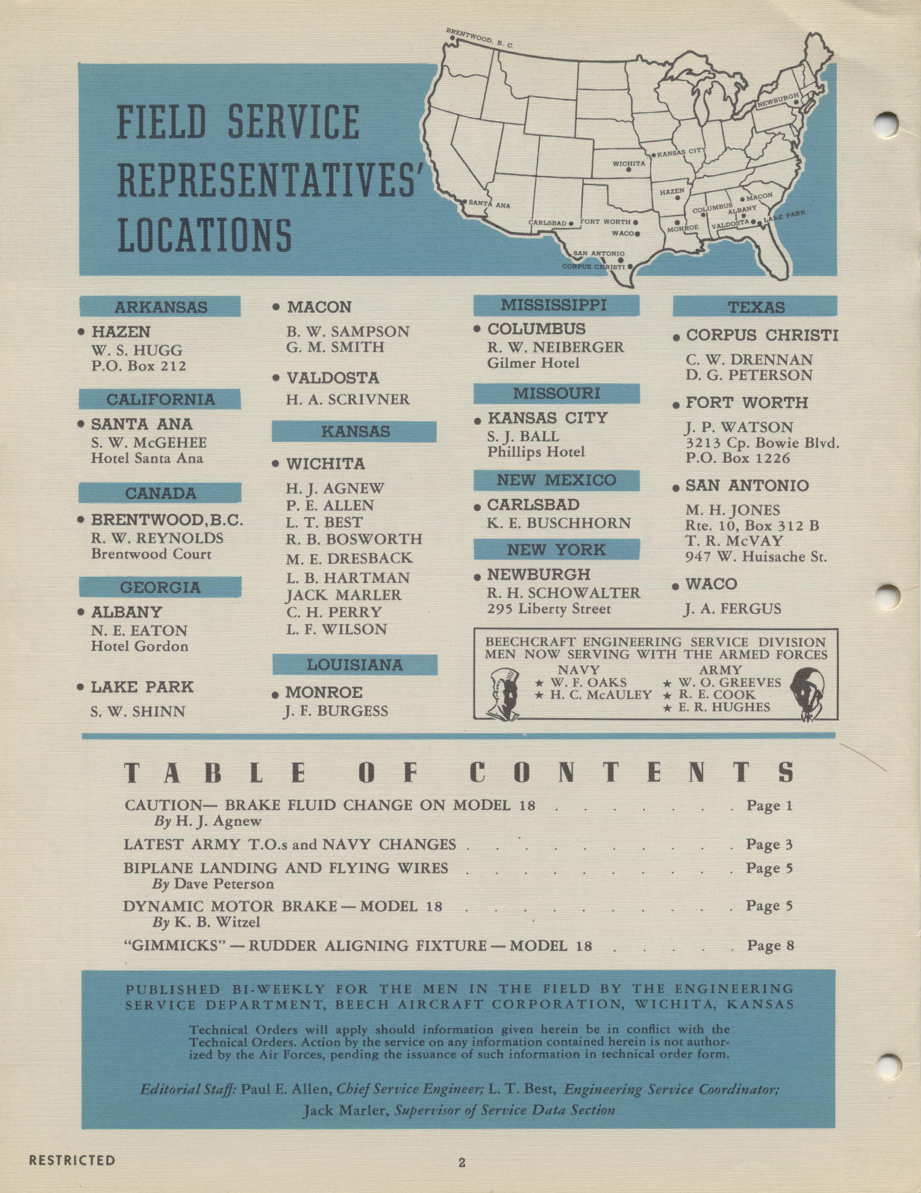 Sample page 2 from AirCorps Library document: Vol. I, No. 17 - Beechcraft Engineering Service