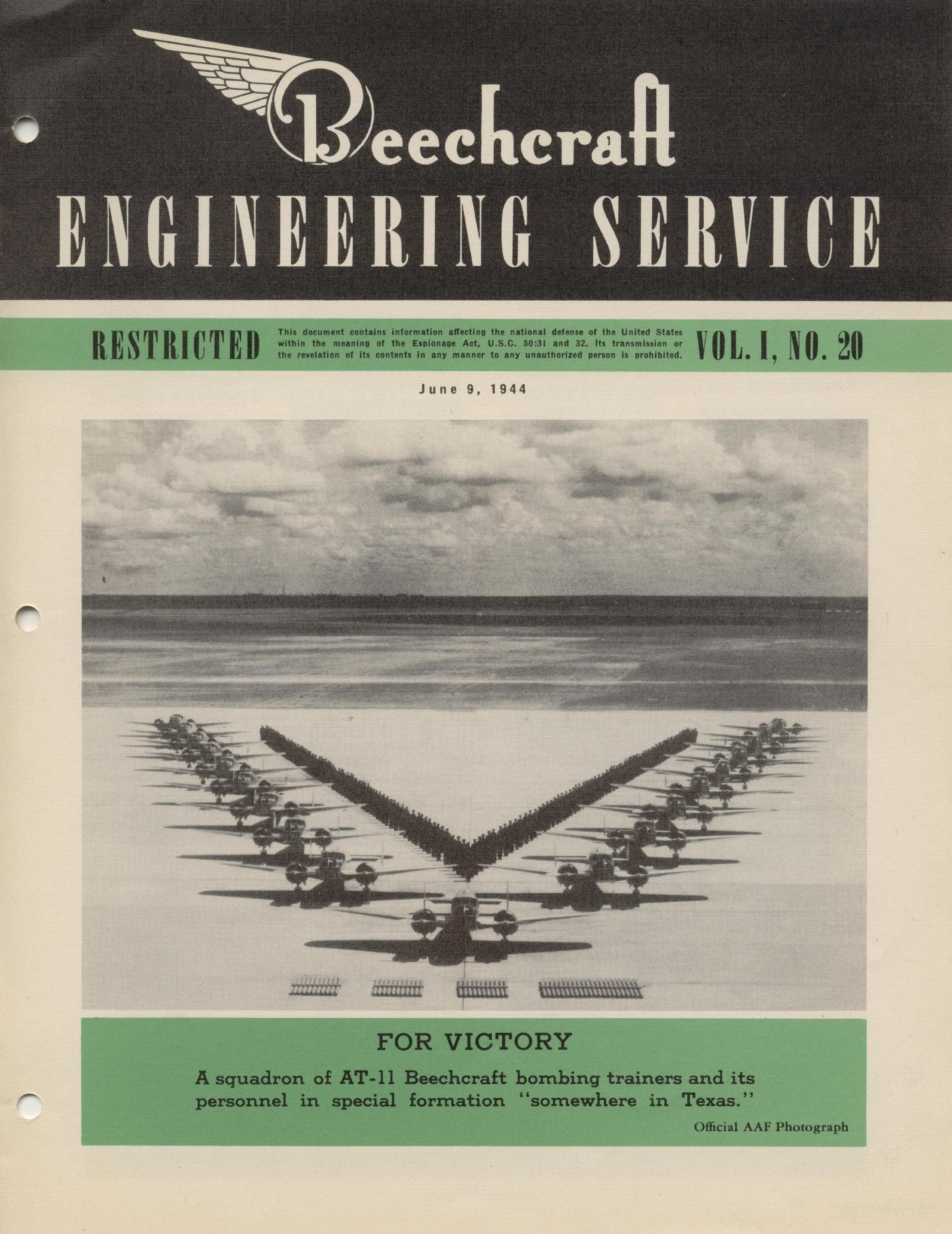 Sample page 1 from AirCorps Library document: Vol. I, No. 20 - Beechcraft Engineering Service