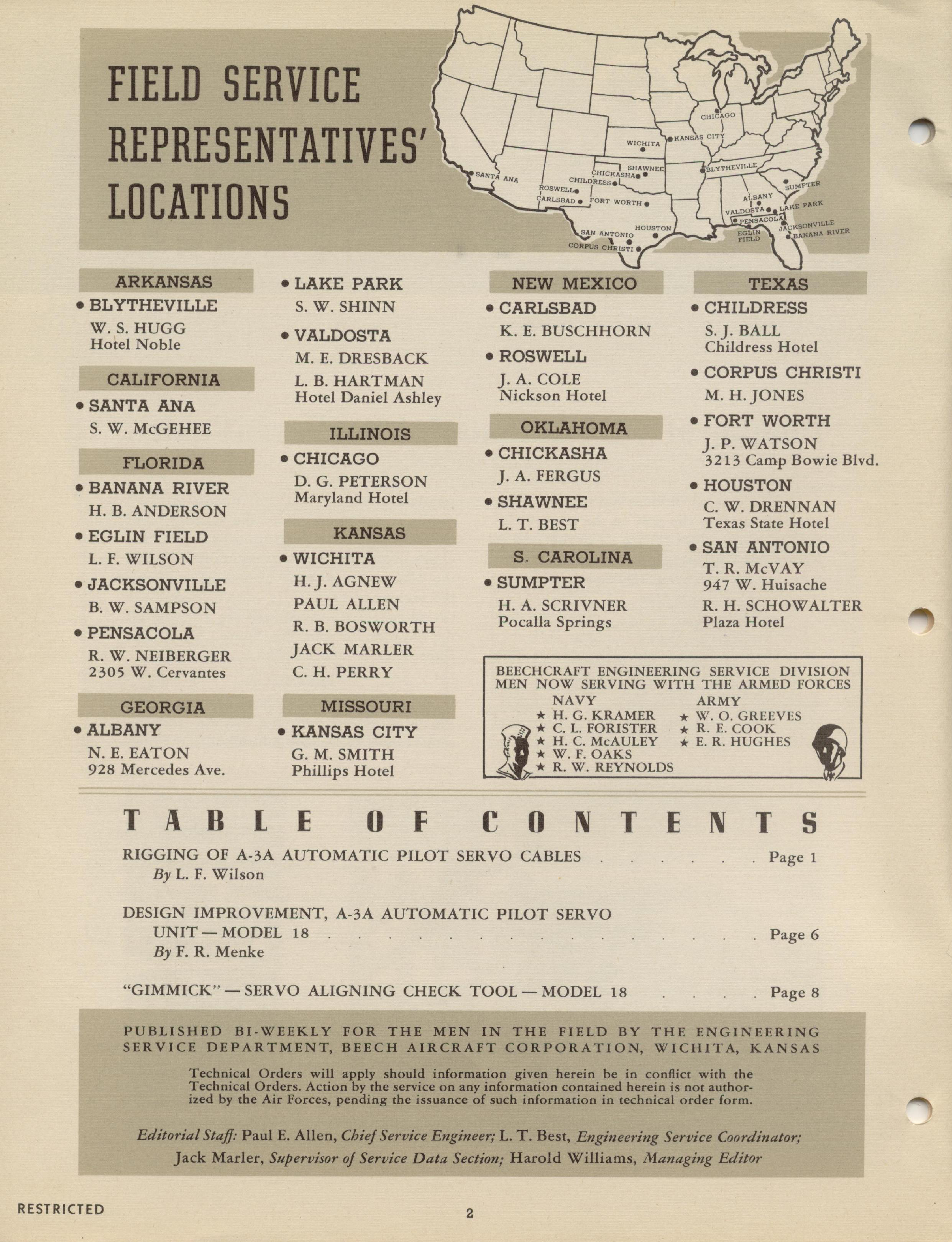 Sample page 2 from AirCorps Library document: Vol. I, No. 21 - Beechcraft Engineering Service