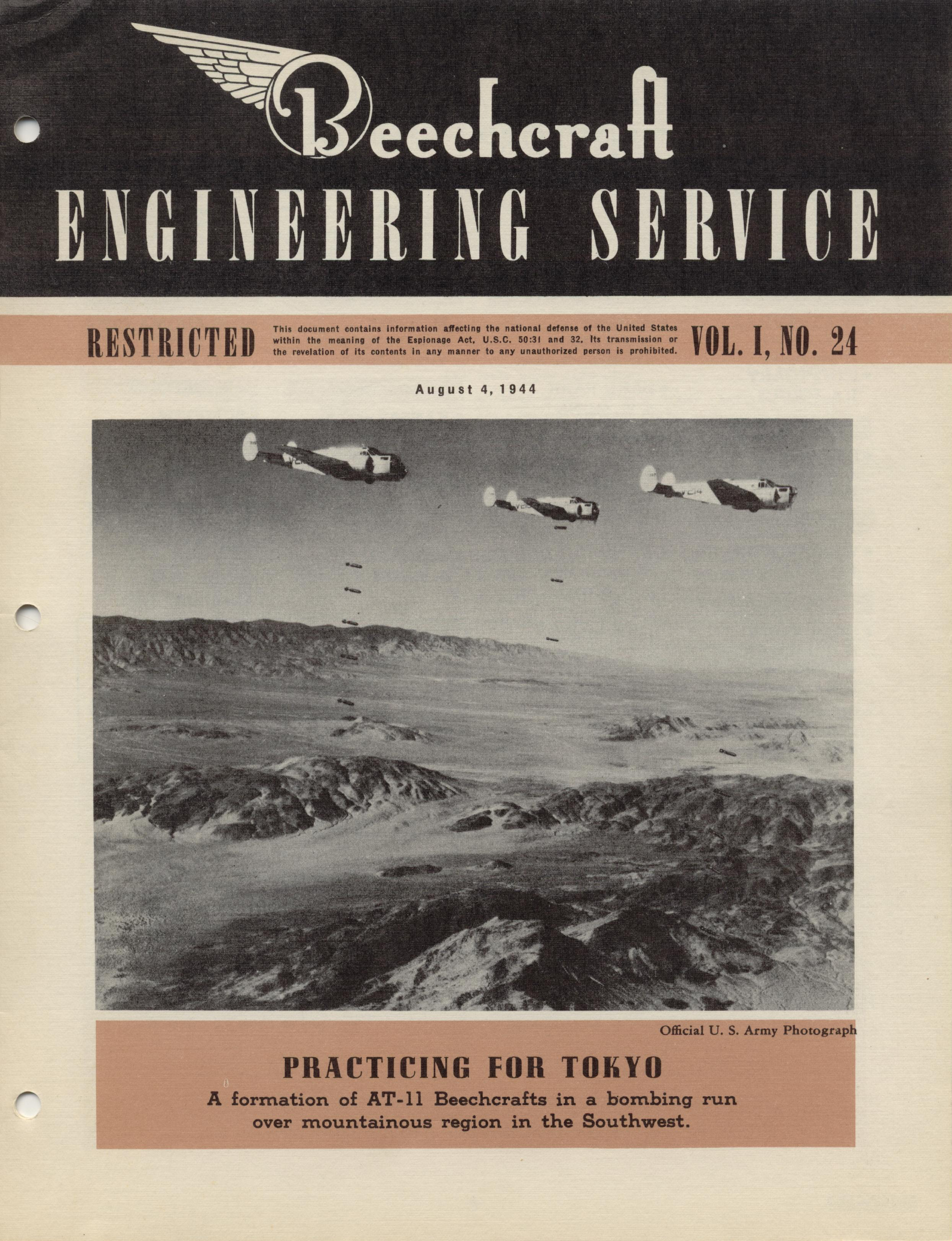 Sample page 1 from AirCorps Library document: Vol. I, No. 24 - Beechcraft Engineering Service
