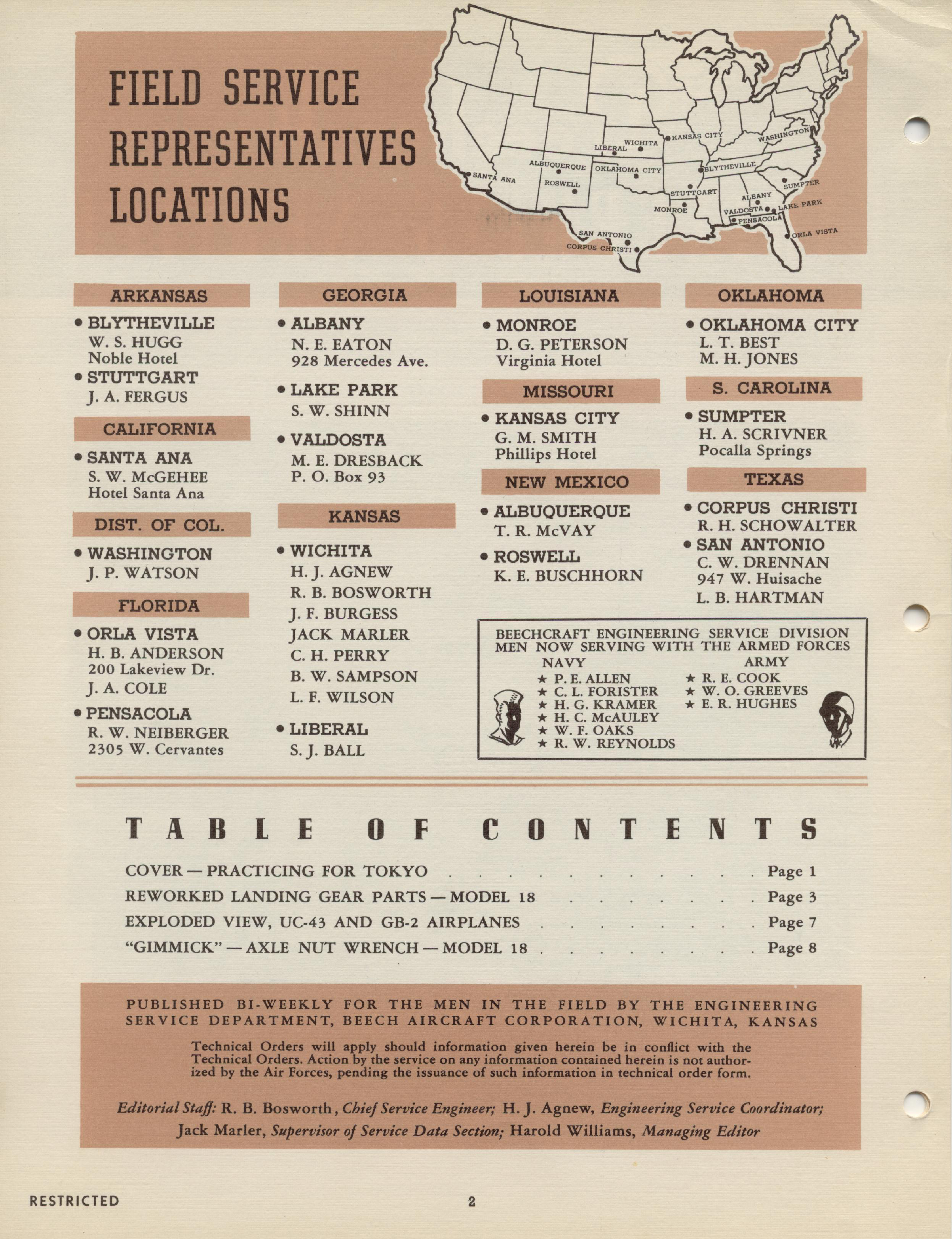 Sample page 2 from AirCorps Library document: Vol. I, No. 24 - Beechcraft Engineering Service