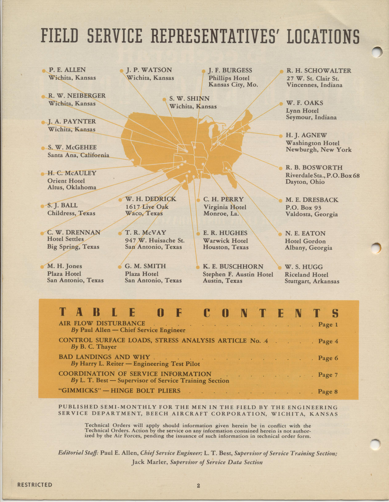 Sample page 2 from AirCorps Library document: Vol. I, No. 6 - Beechcraft Engineering Service