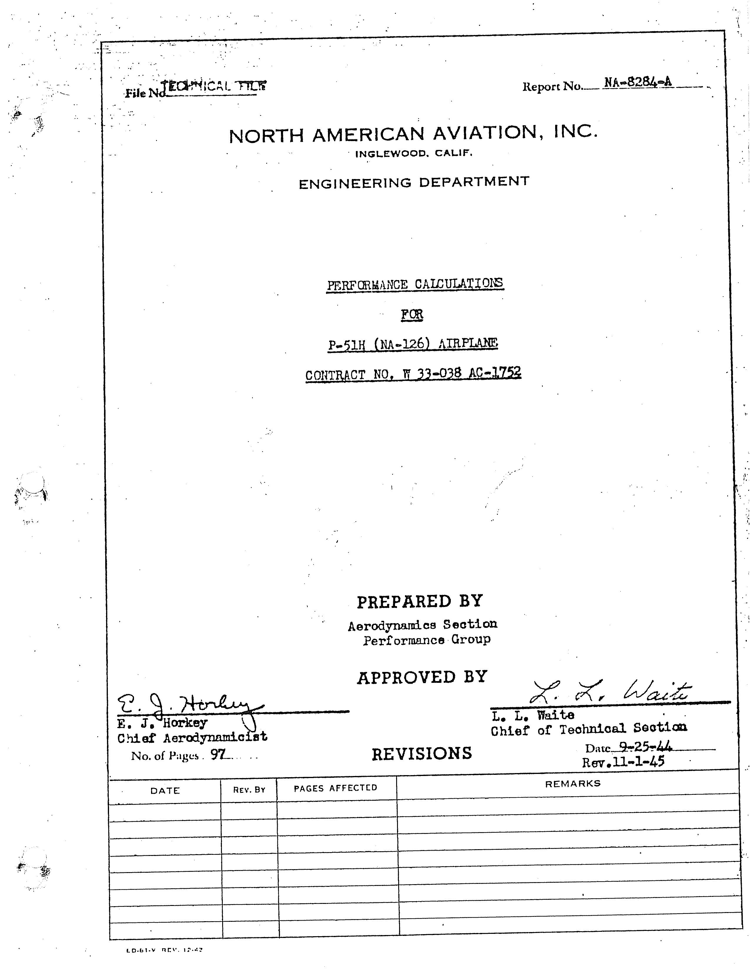 Sample page 1 from AirCorps Library document: Performance Calculations for P-51H (NA-126) Airplanes