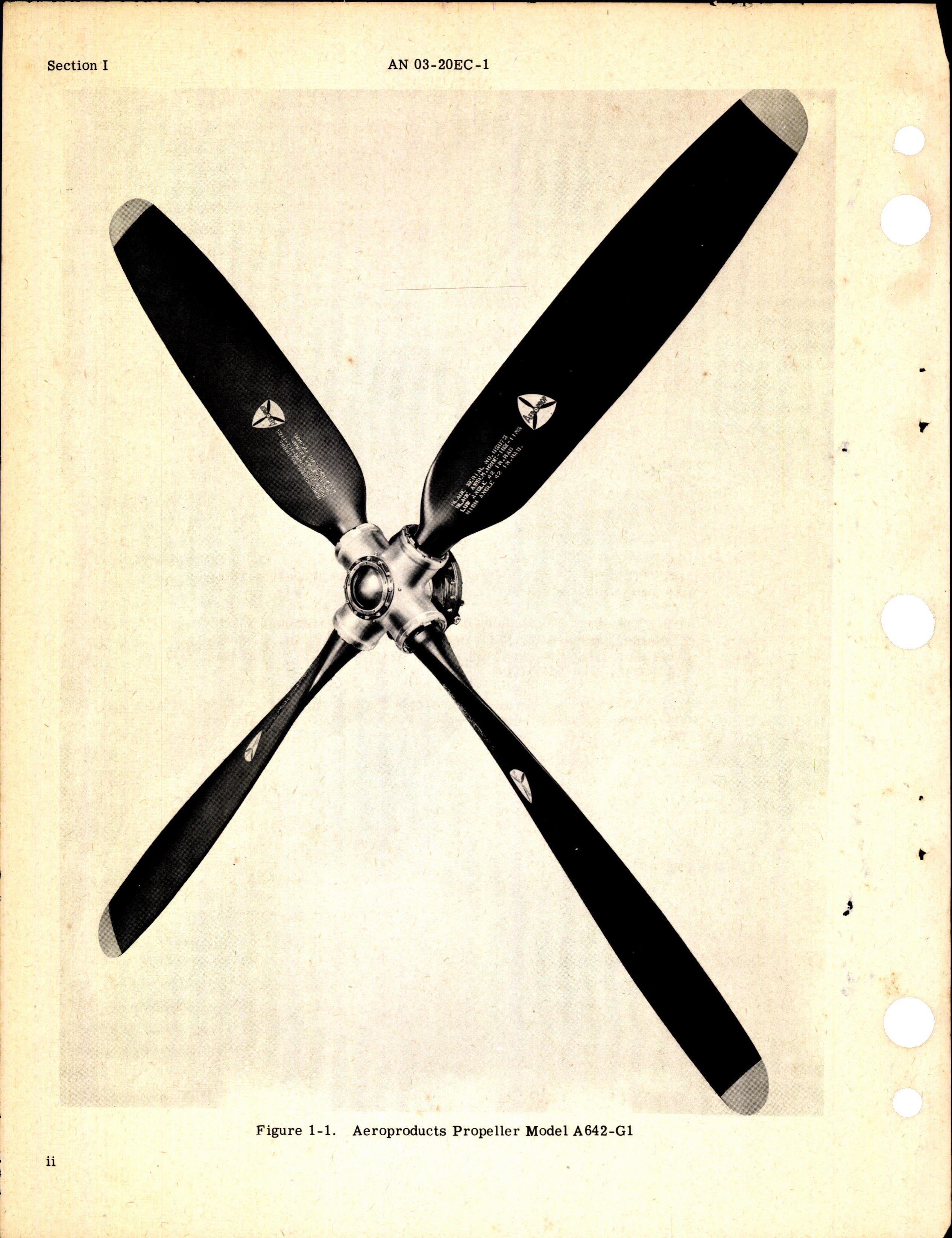 Sample page 4 from AirCorps Library document: Operation, Service, & Overhaul Instructions with Parts Breakdown for Propeller Models A642