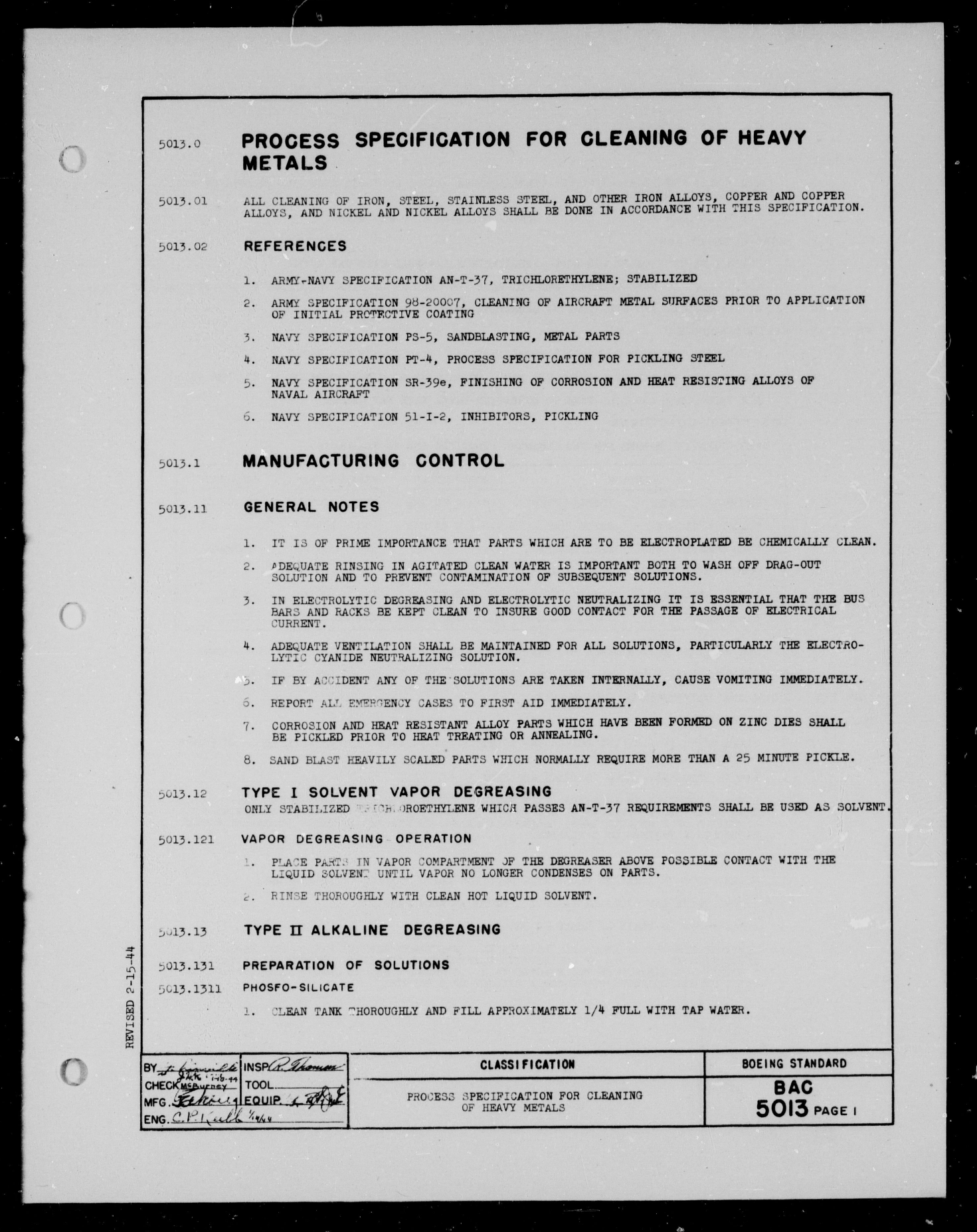 Sample page 1 from AirCorps Library document: Cleaning of Heavy Metals