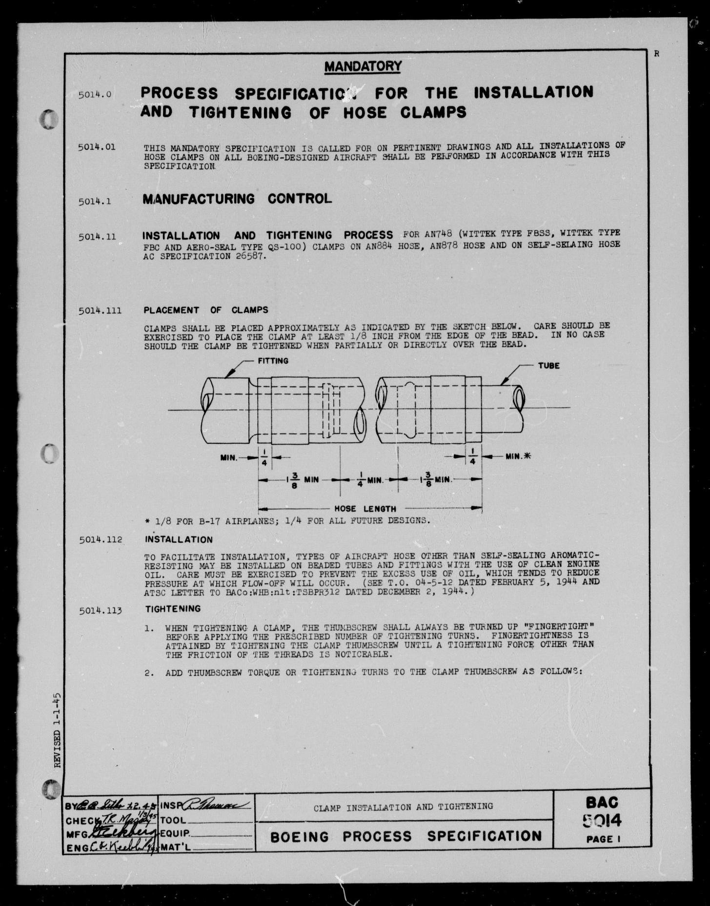 Sample page 1 from AirCorps Library document: Clamp Installation and Tightening