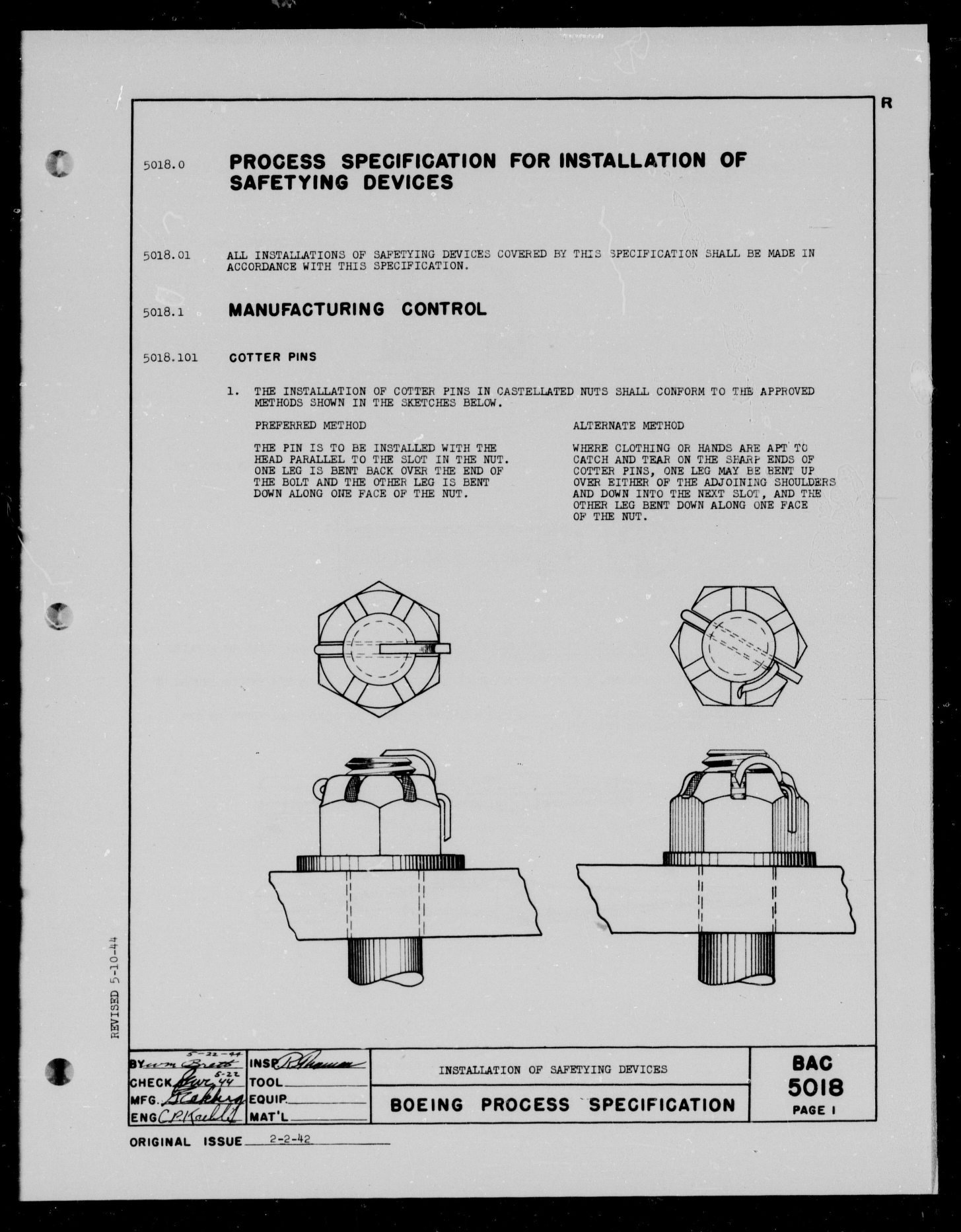 Sample page 1 from AirCorps Library document: Installation of Safetying Devices