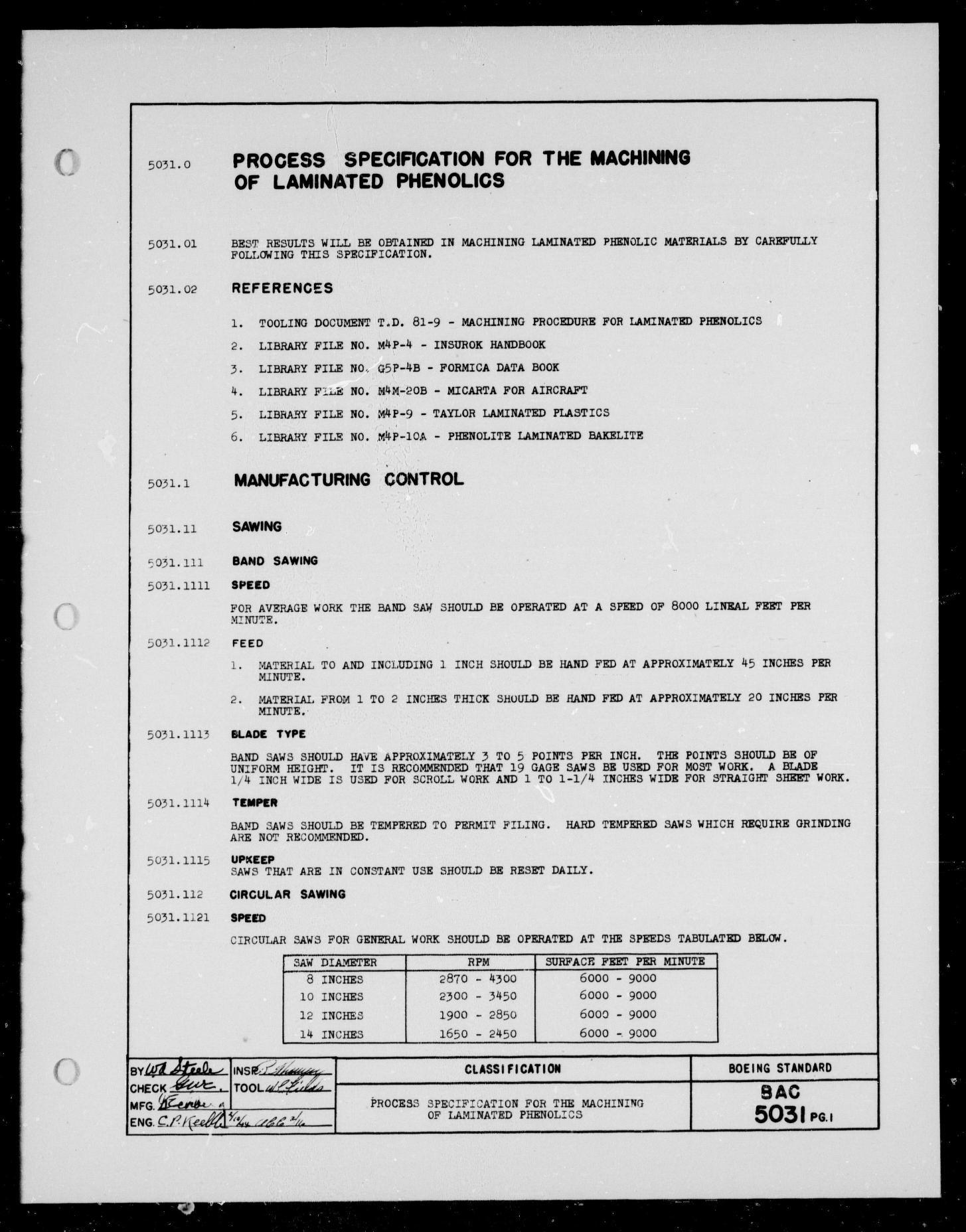 Sample page 1 from AirCorps Library document: Machining of Laminated Phenolics