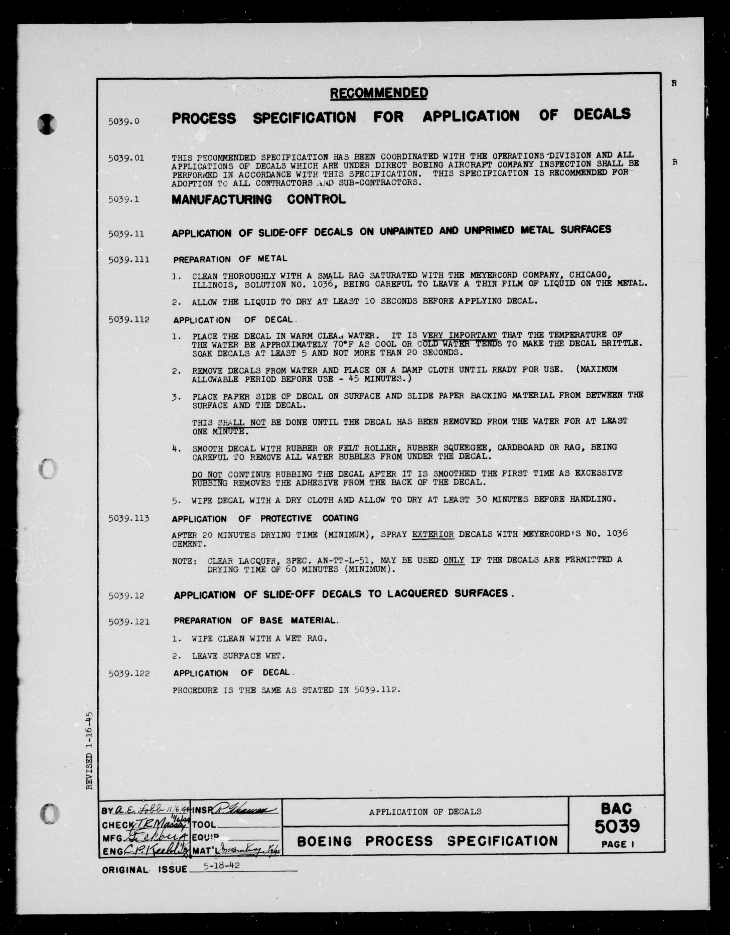 Sample page 1 from AirCorps Library document: Application of Decals