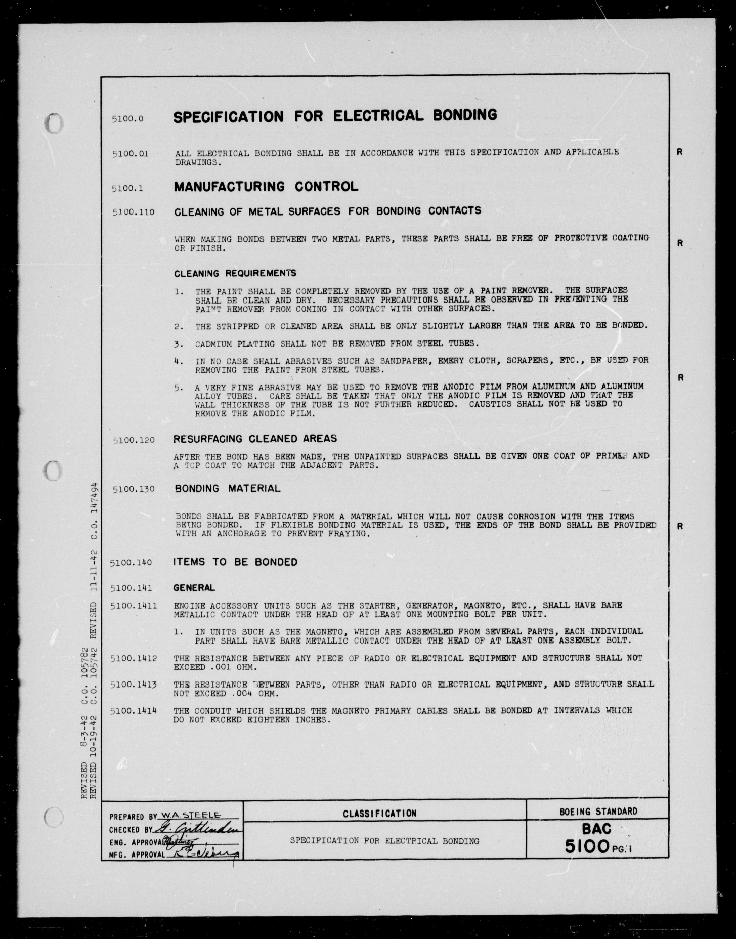 Sample page 1 from AirCorps Library document: Specification for Electrical Bonding