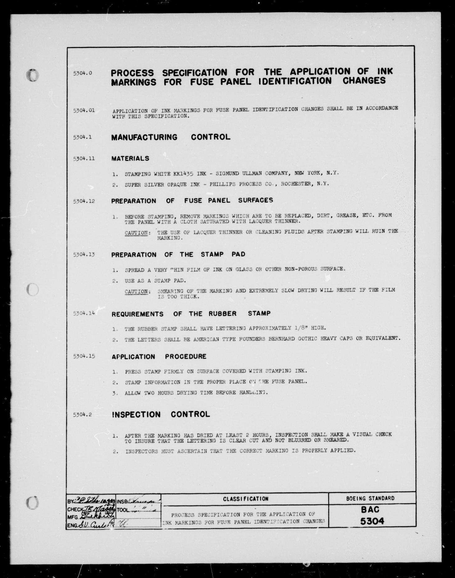 Sample page 1 from AirCorps Library document: Application of Ink Markings for Fuse Panel Identification Changes