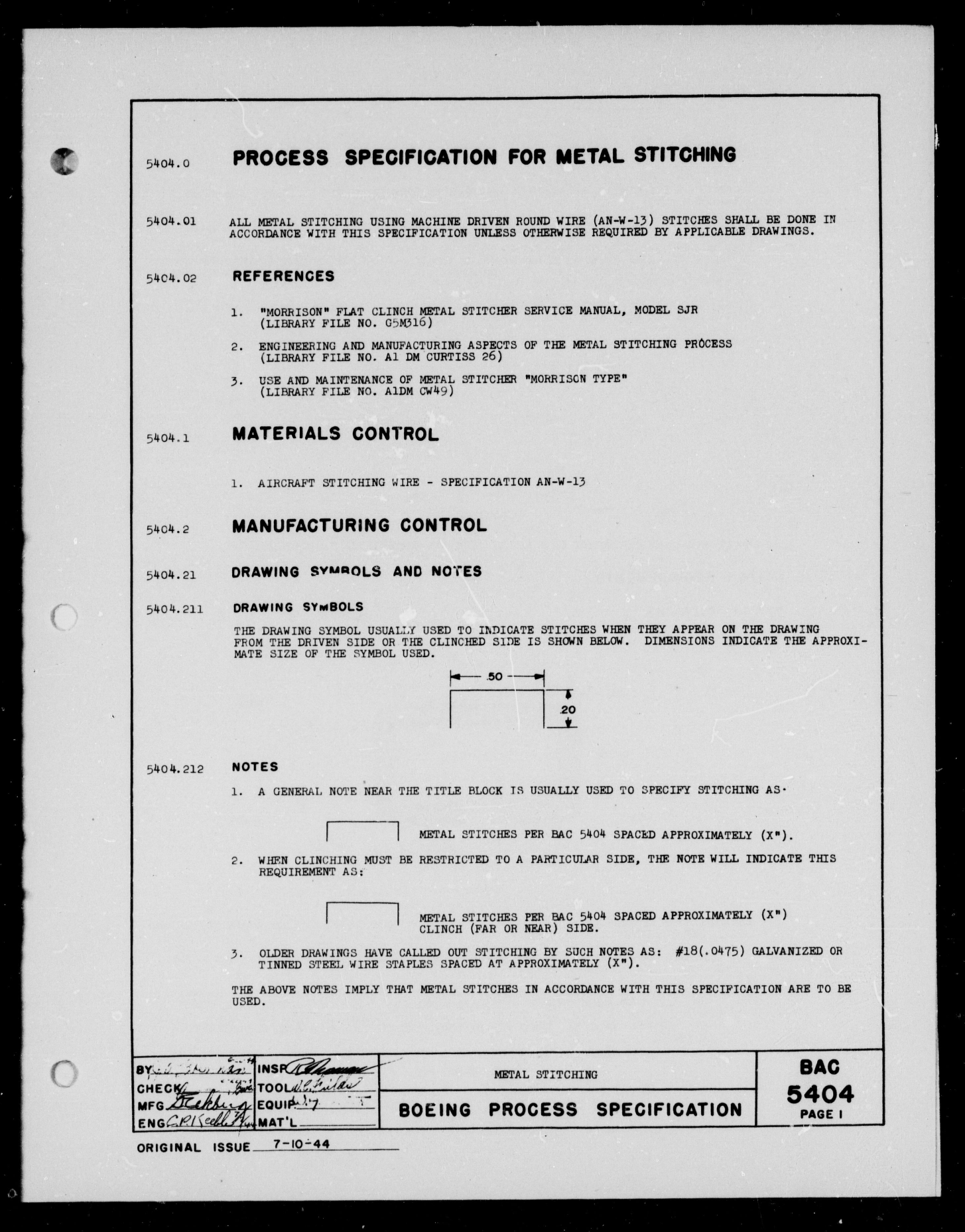 Sample page 1 from AirCorps Library document: Metal Stitching