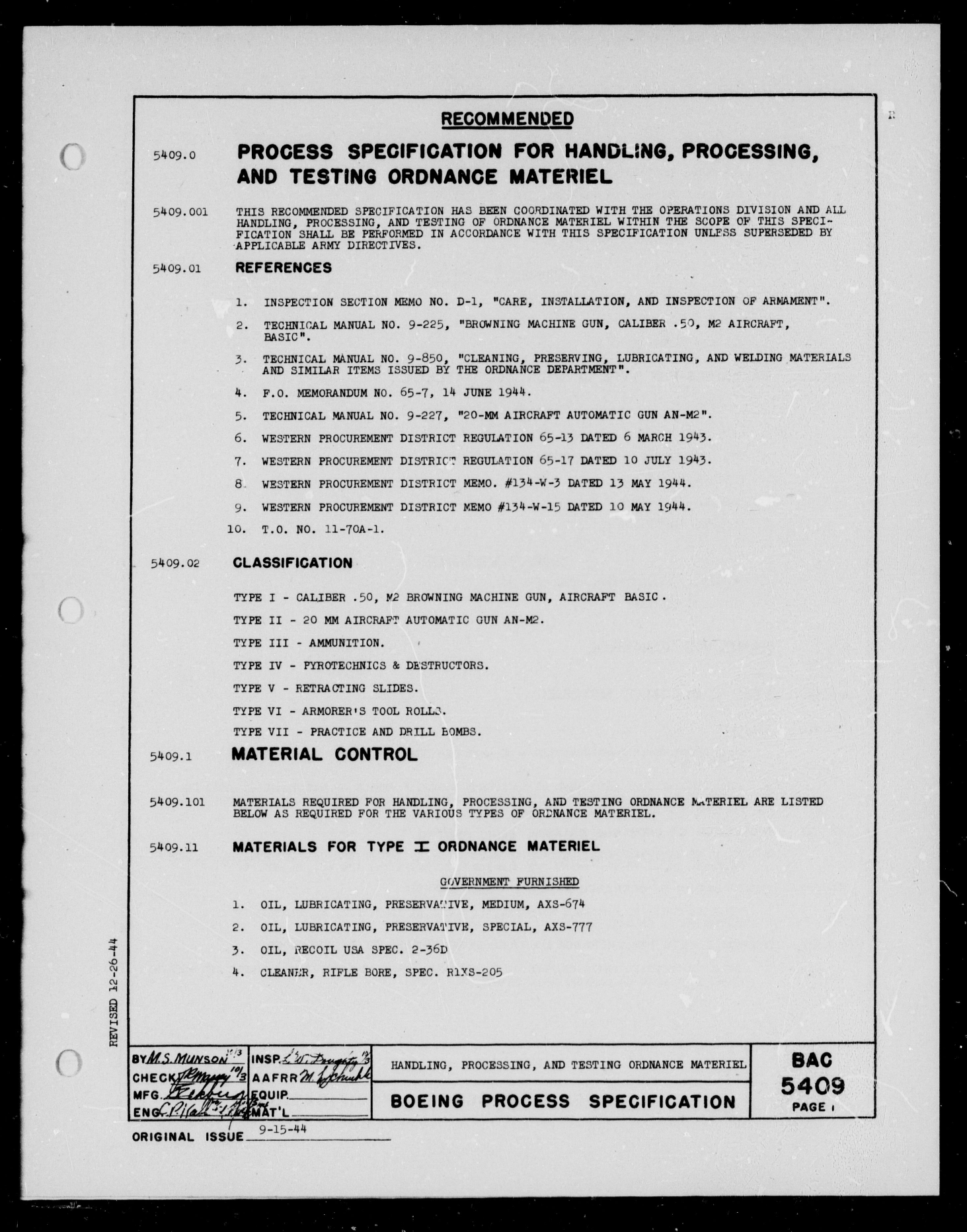 Sample page 1 from AirCorps Library document: Handling, Processing, and Testing Ordinance Material