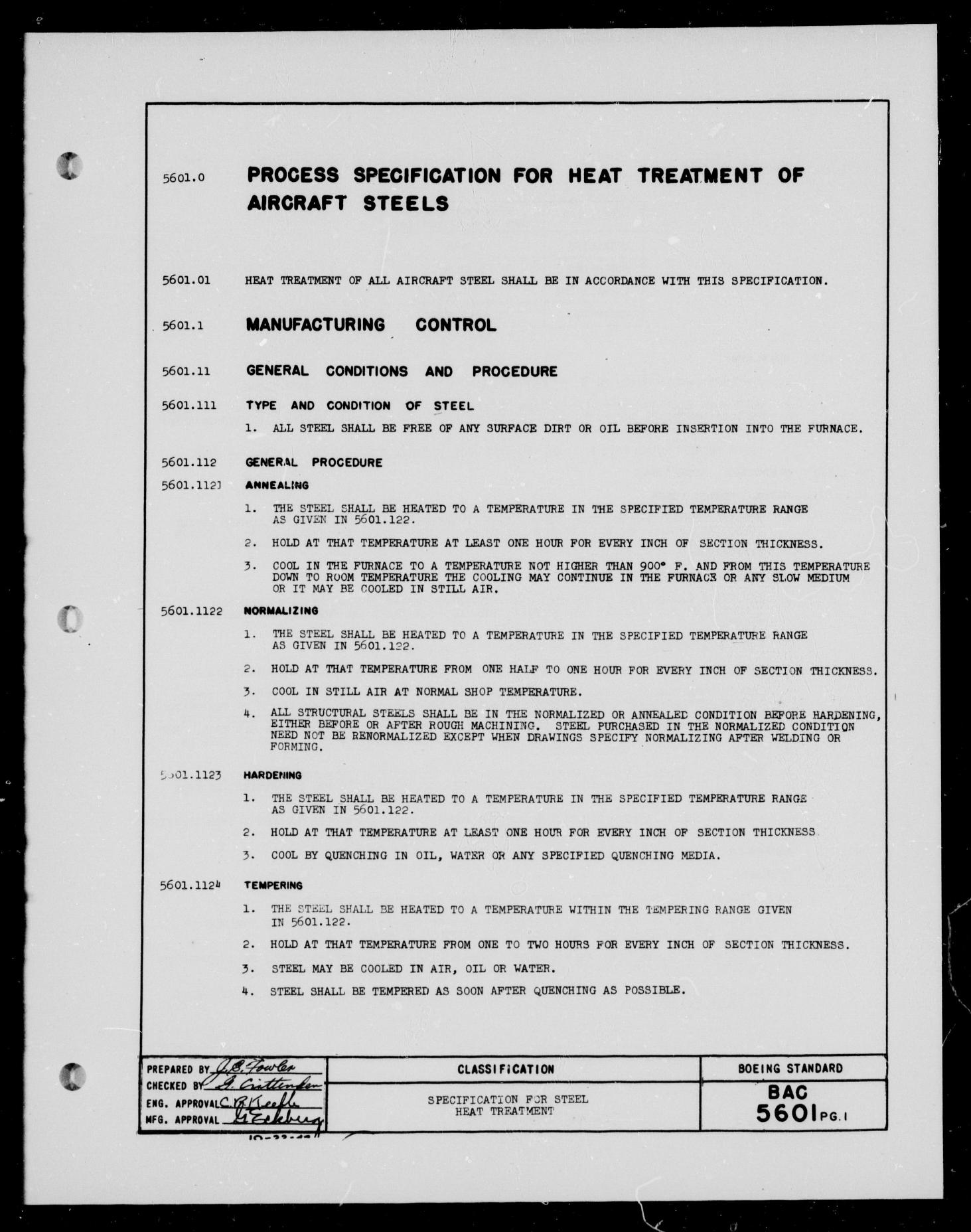 Sample page 1 from AirCorps Library document: Specification for Steel Heat Treatment