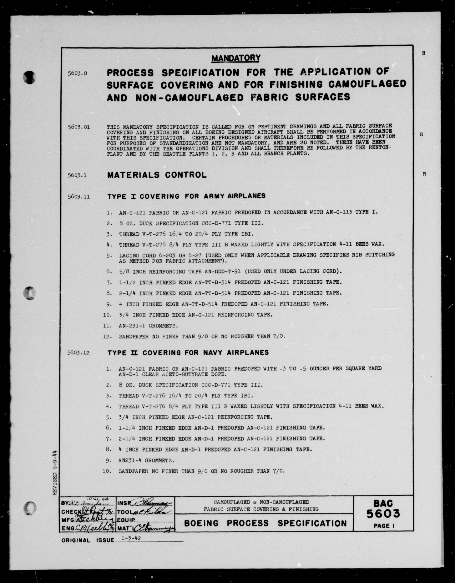 Sample page 1 from AirCorps Library document: Camouflaged & Non-Camouflaged Fabric Surface Covering and Finishing