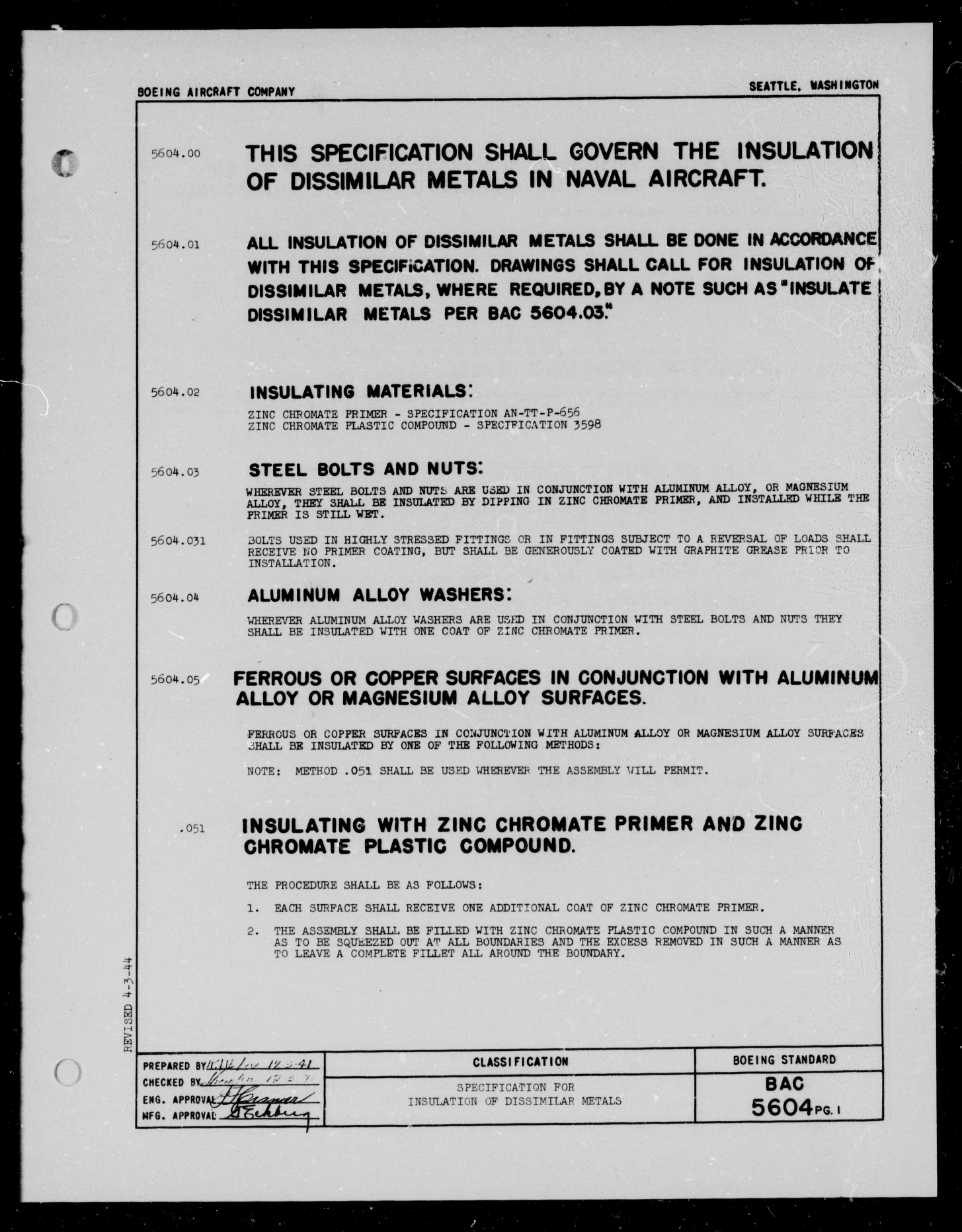 Sample page 1 from AirCorps Library document: Insulation of Dissimilar Metals