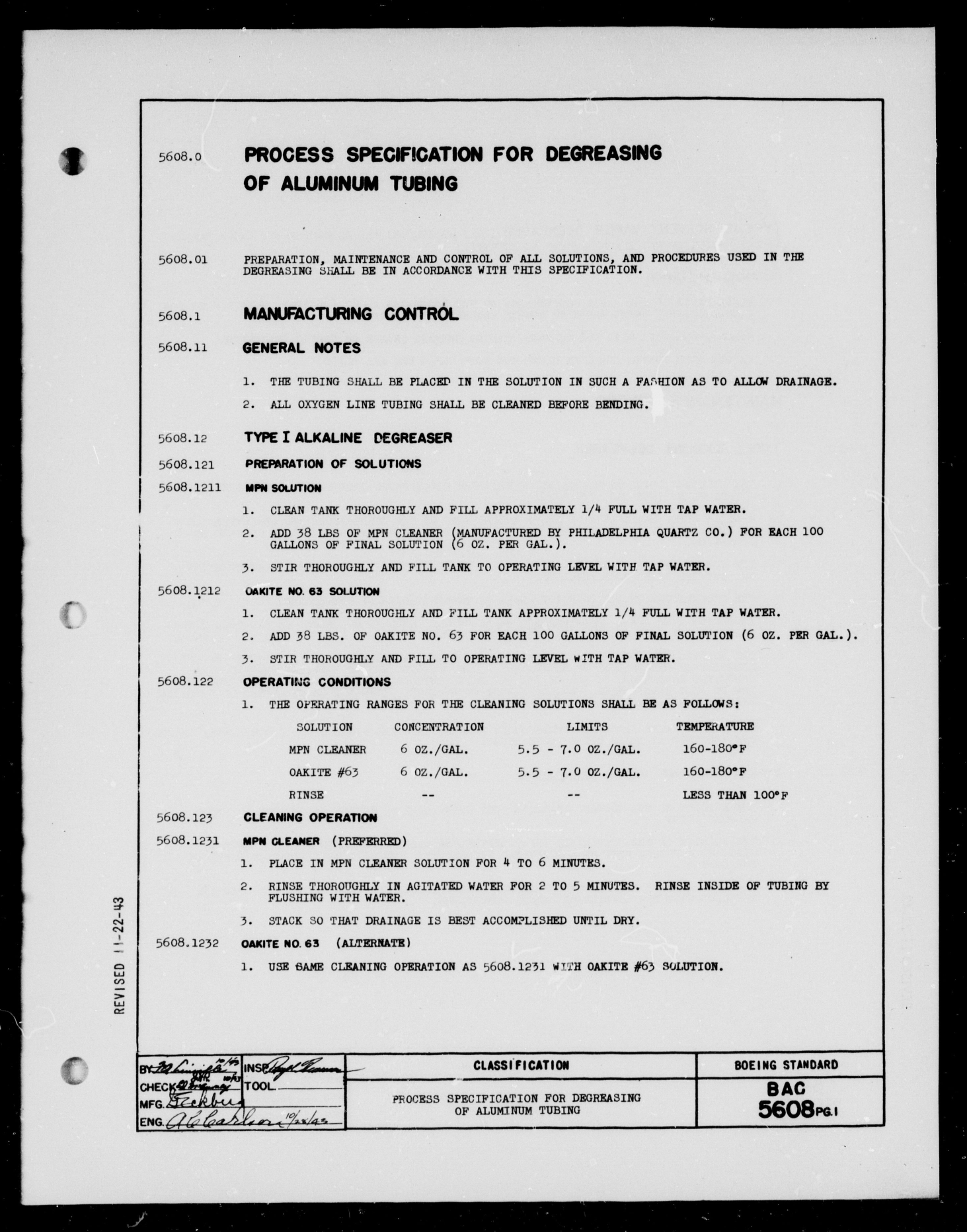 Sample page 1 from AirCorps Library document: Degreasing of Aluminum Tubing