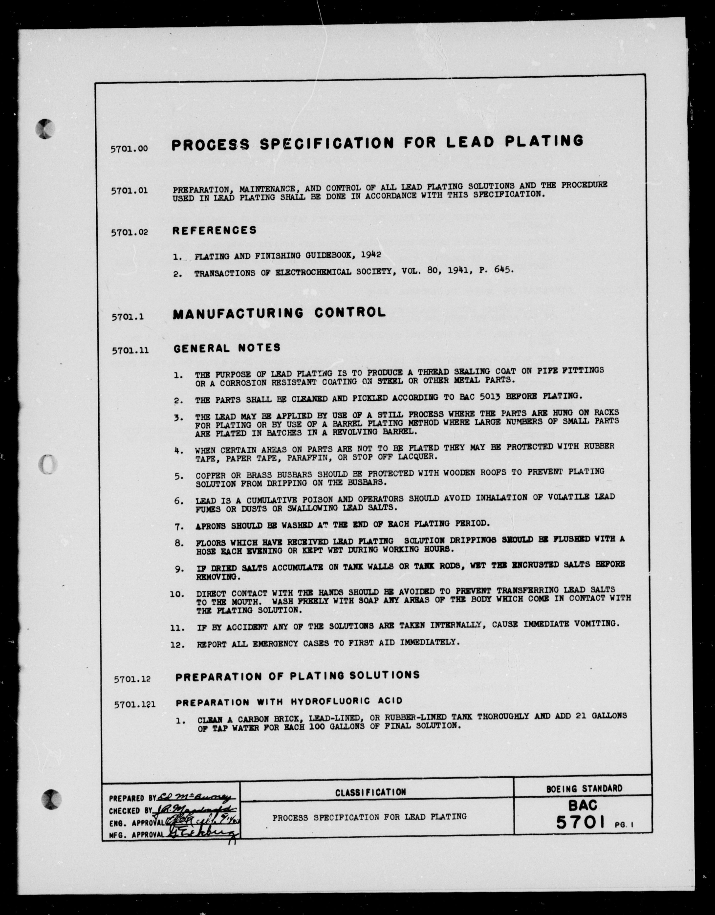 Sample page 1 from AirCorps Library document: Lead Plating