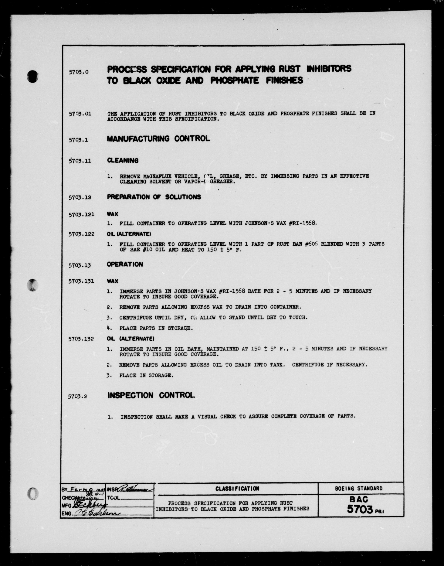 Sample page 1 from AirCorps Library document: Applying Rust Inhibitors to Black Oxide and Phosphate Finishes