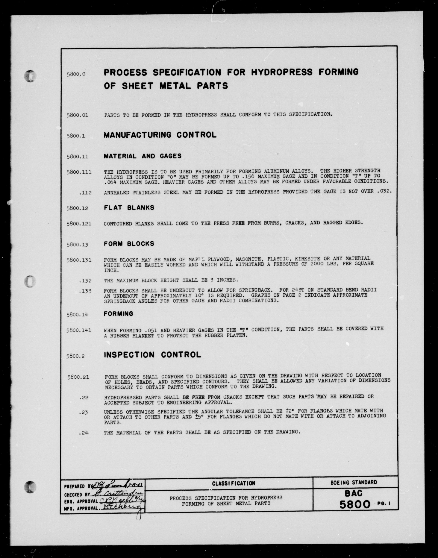 Sample page 1 from AirCorps Library document: Hydropress Forming of Sheet Metal Parts