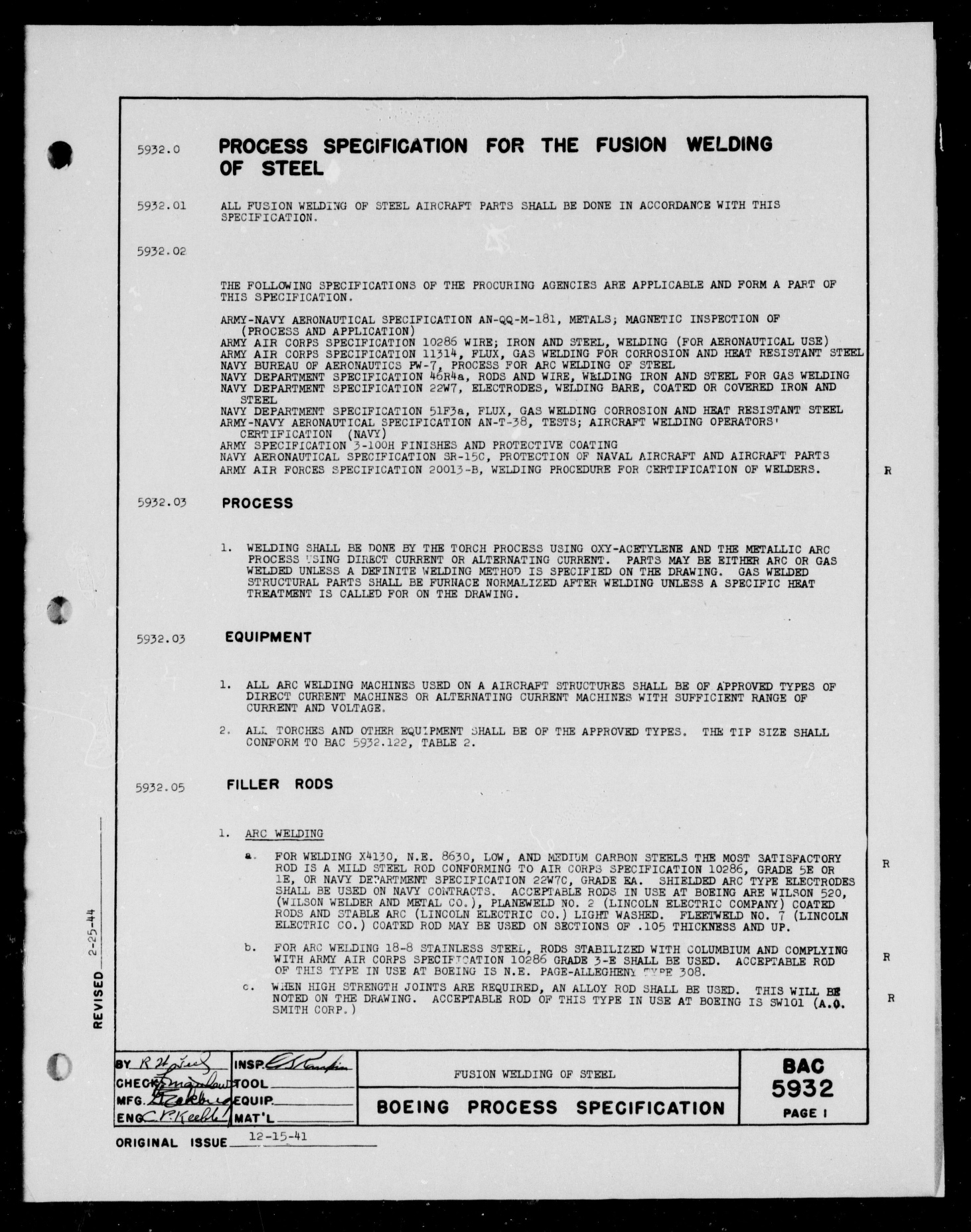 Sample page 1 from AirCorps Library document: Fusion Welding of Steel