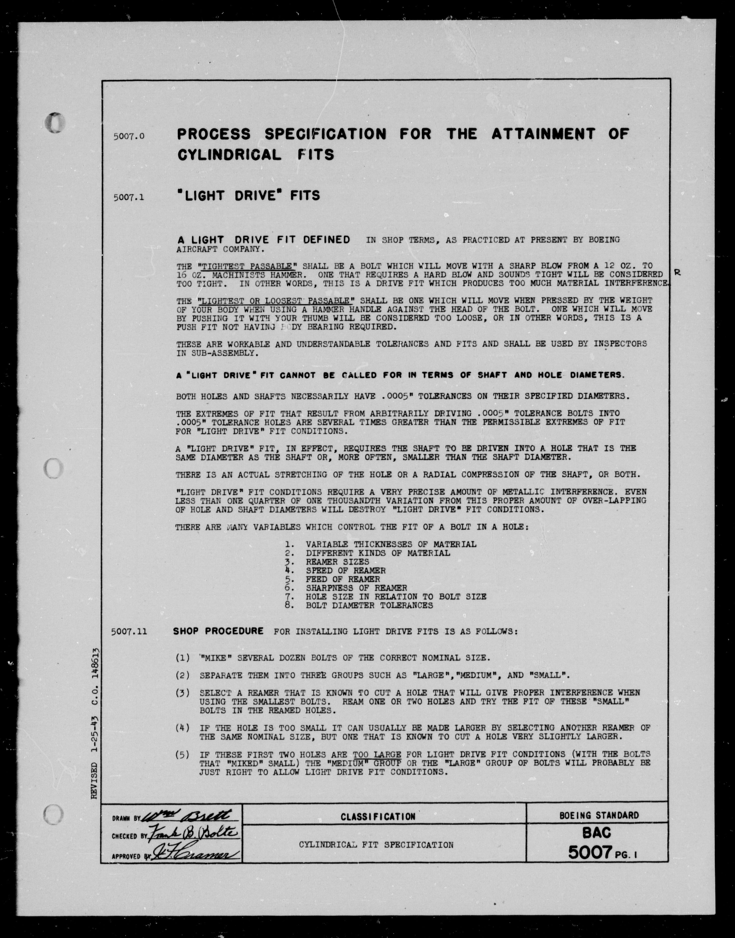 Sample page 1 from AirCorps Library document: Cylindrical Fit Specification