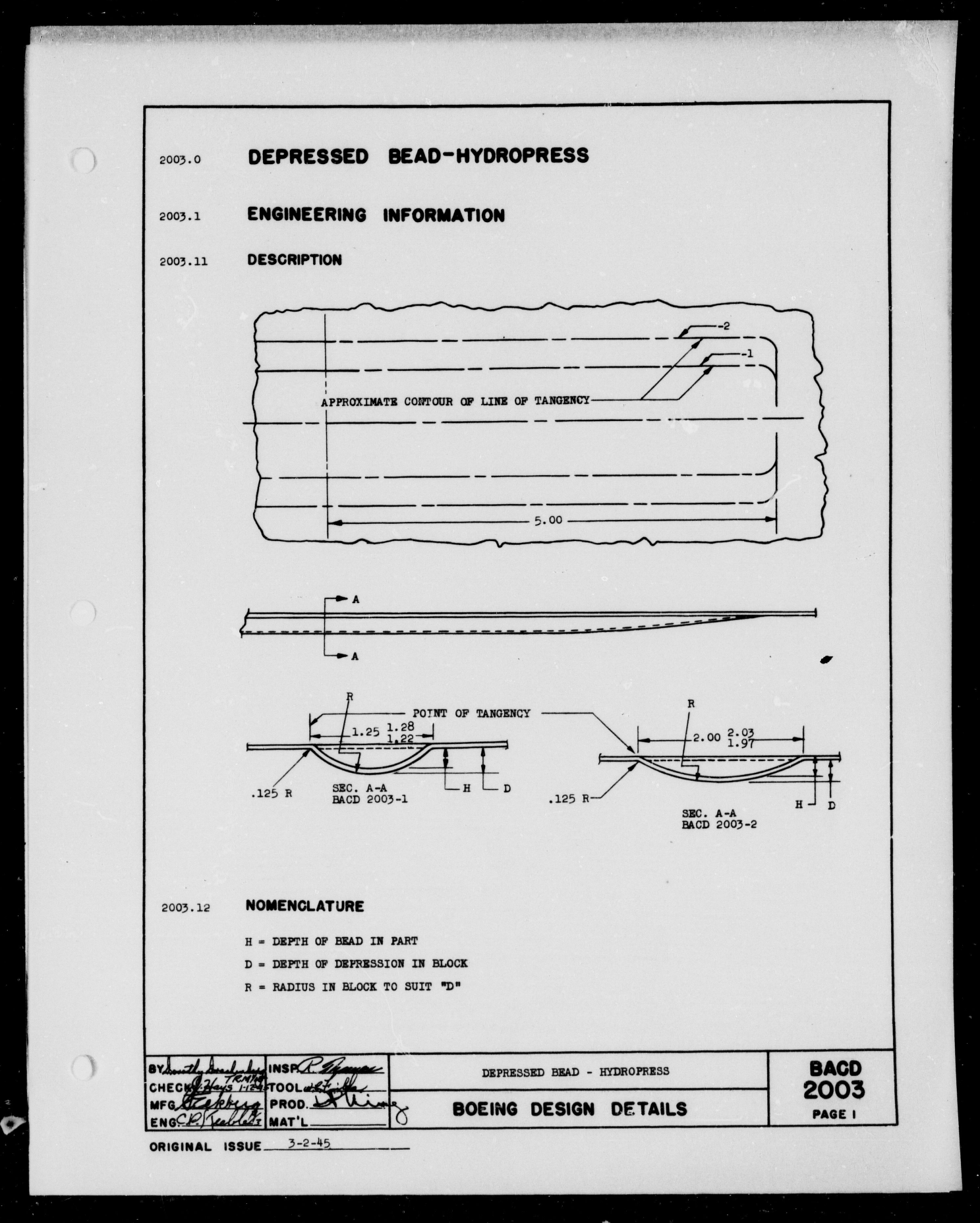 Sample page 1 from AirCorps Library document: Depressed Bead - Hydropress