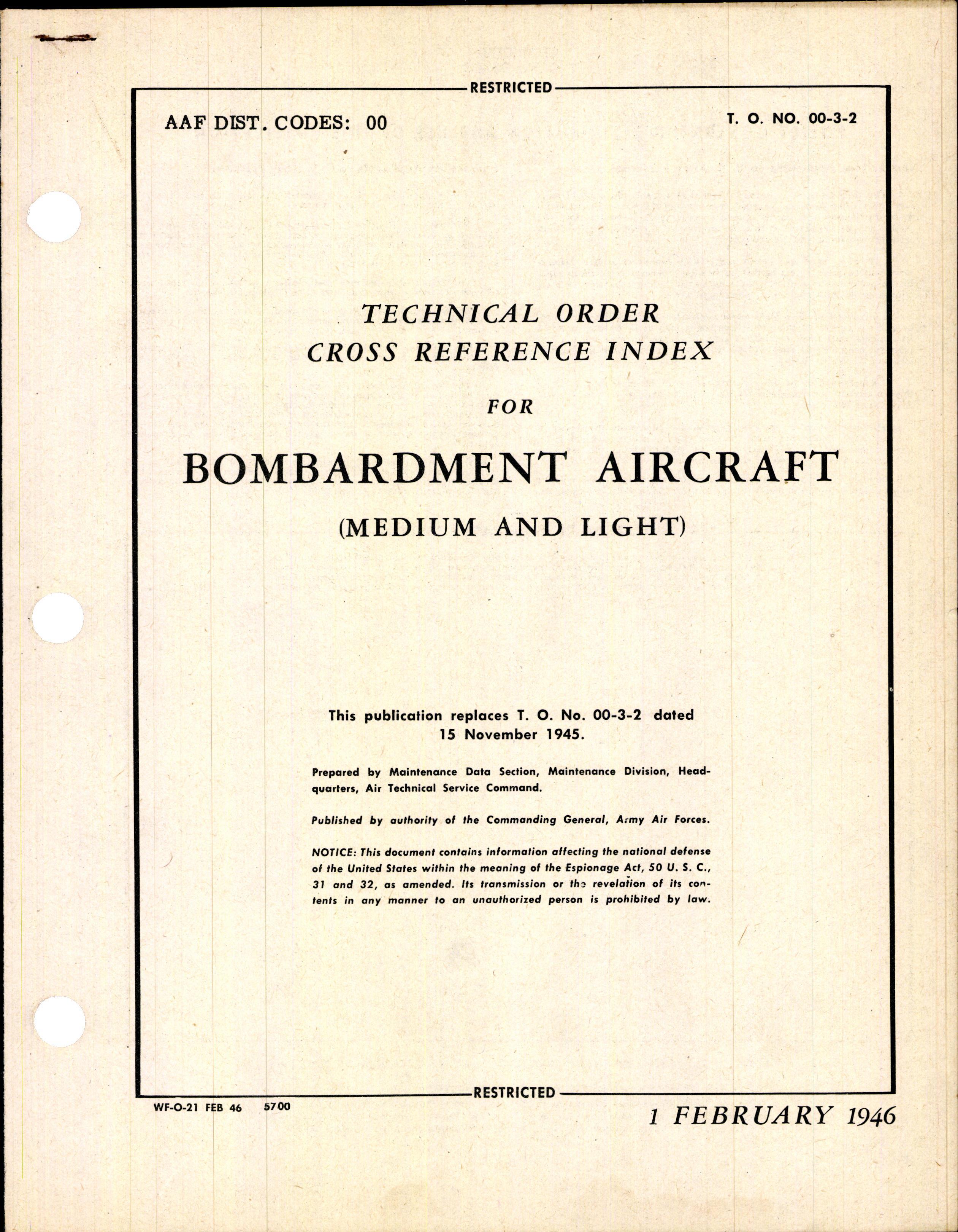 Sample page 1 from AirCorps Library document: Index for Bombardment Aircraft (Medium and Light)