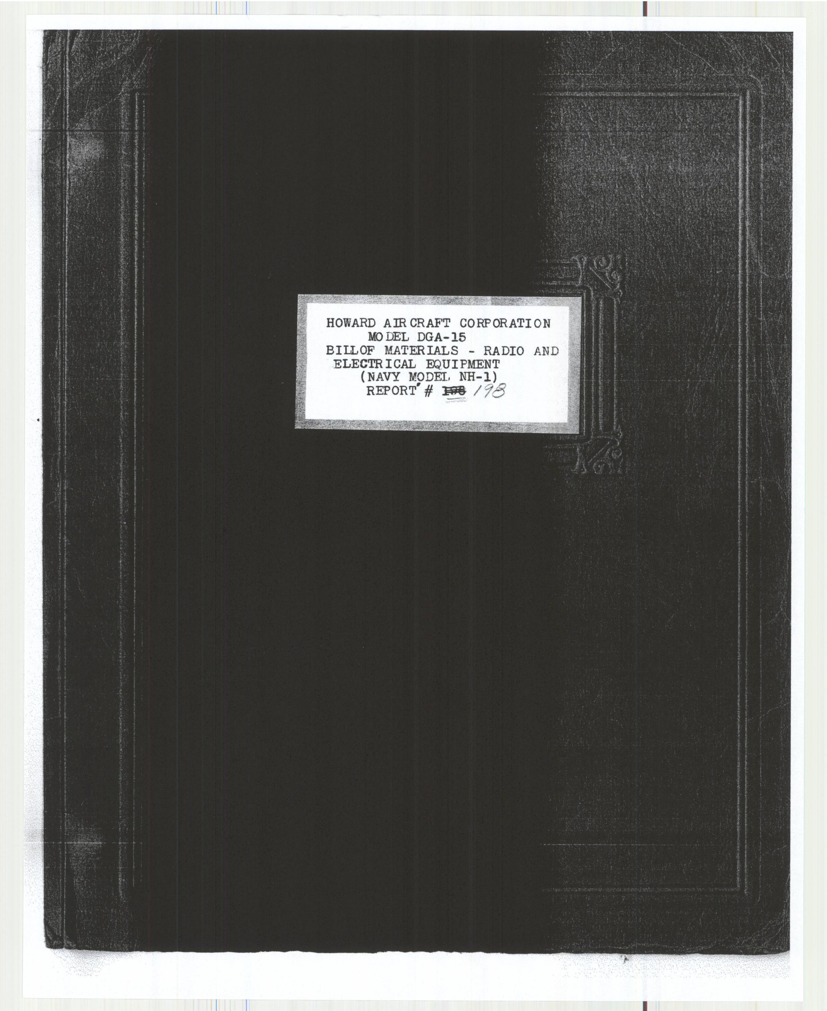 Sample page 1 from AirCorps Library document: Report 198, Bill of Materials, Radio and Electrical Equipment, DGA-15