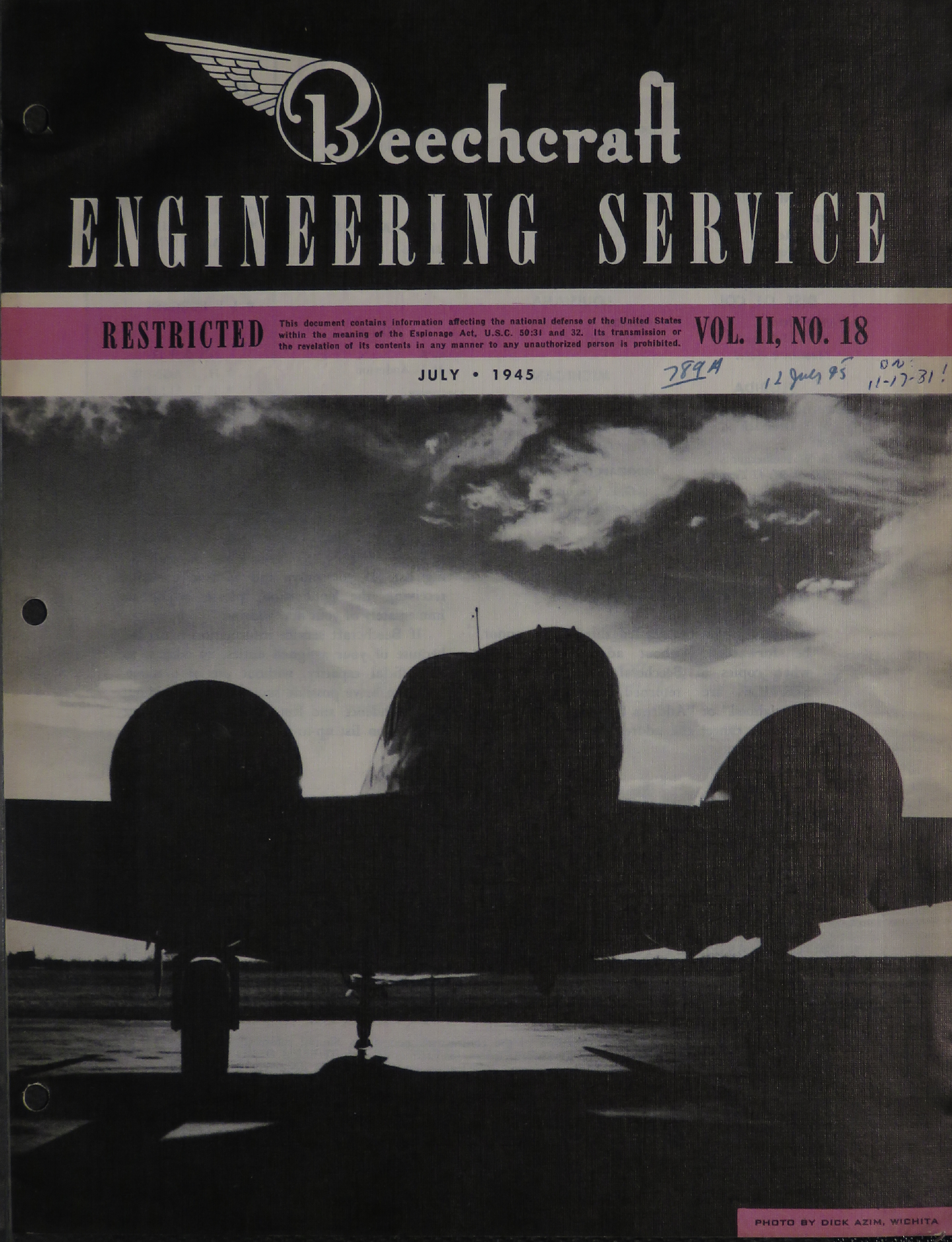 Sample page 1 from AirCorps Library document: Vol. II, No. 18 - Beechcraft Engineering Service