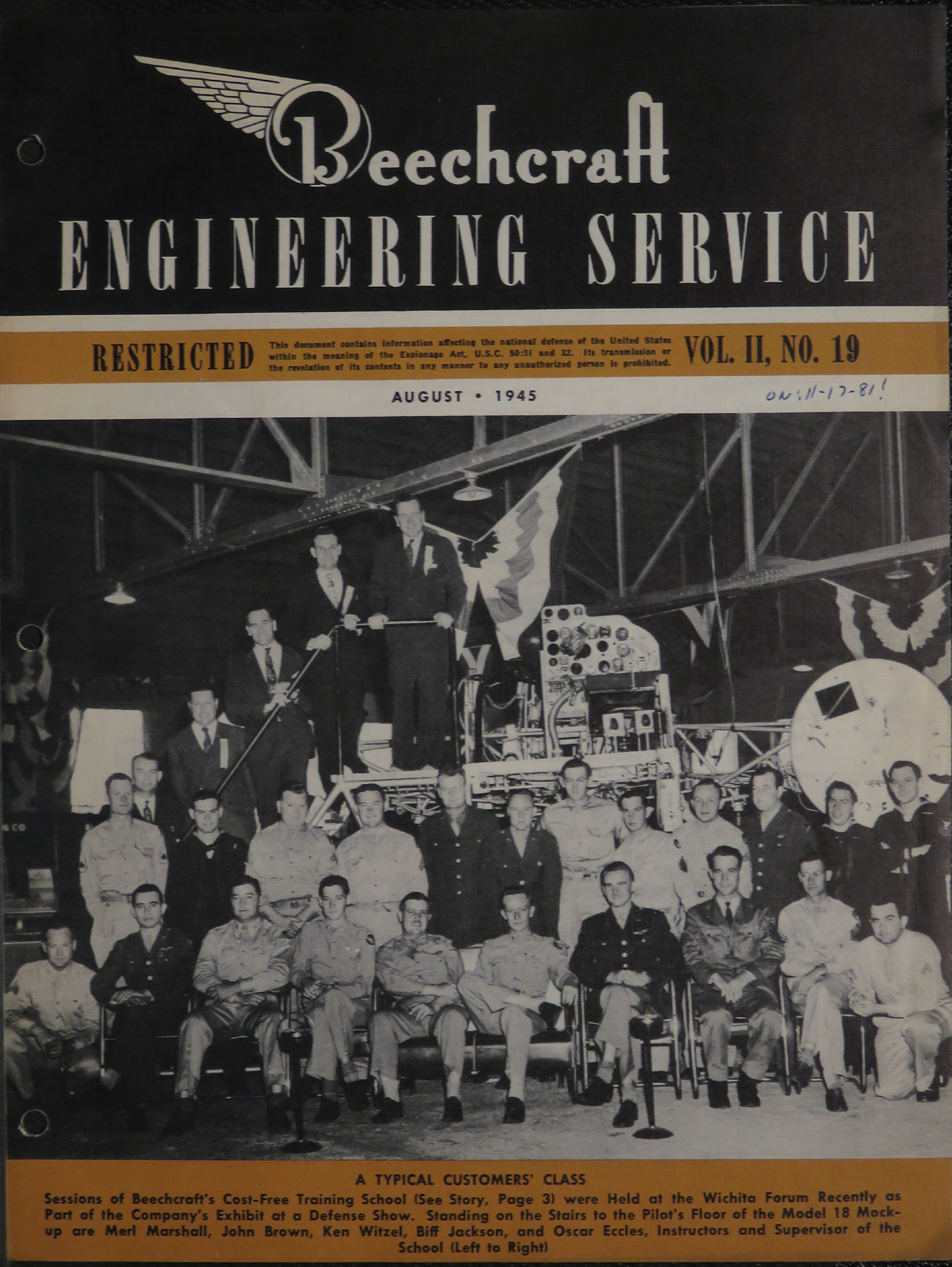 Sample page 1 from AirCorps Library document: Vol. II, No. 19 - Beechcraft Engineering Service