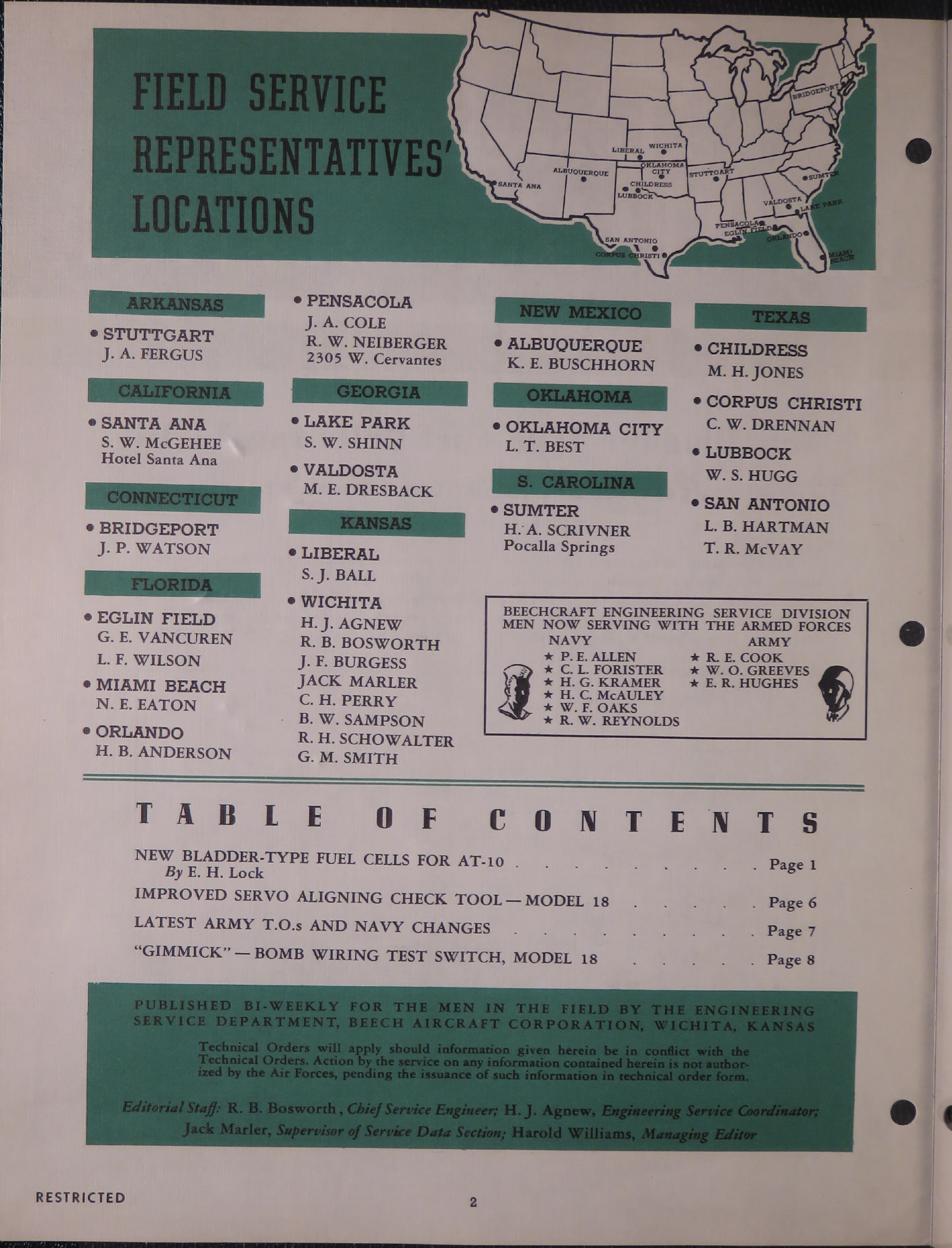 Sample page 2 from AirCorps Library document: Vol. II, No. 2 - Beechcraft Engineering Service