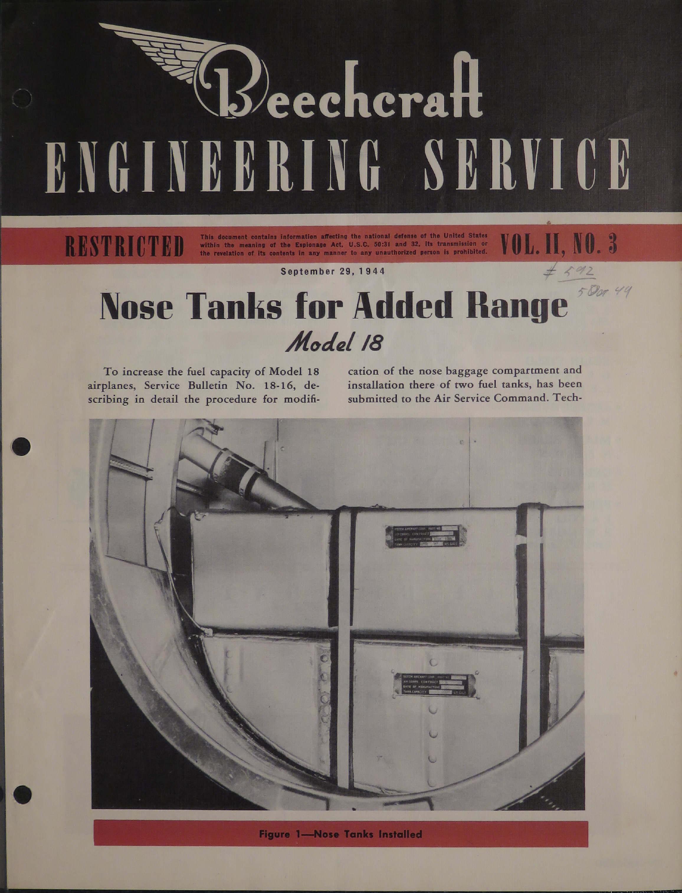 Sample page 1 from AirCorps Library document: Vol. II, No. 3 - Beechcraft Engineering Service