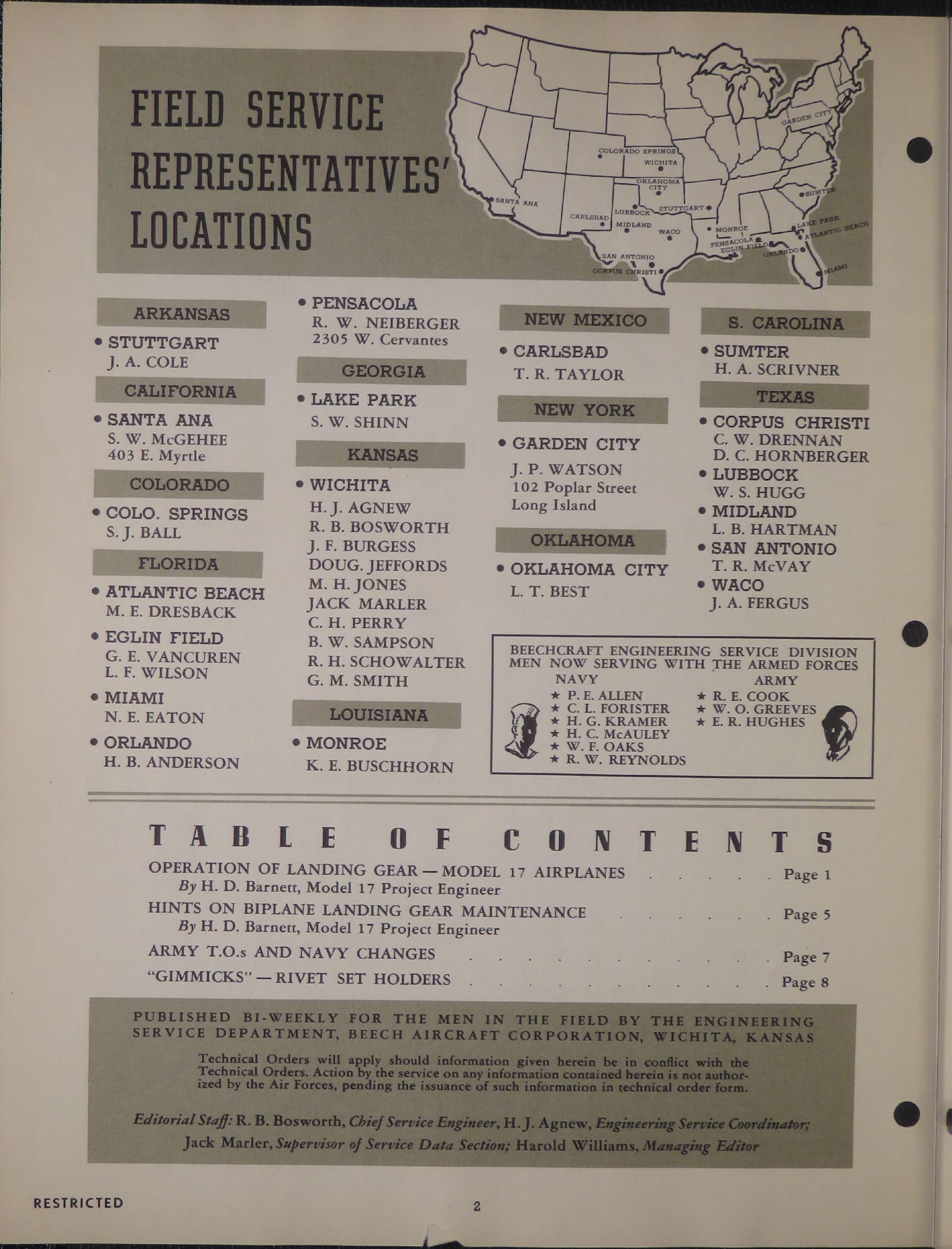 Sample page 2 from AirCorps Library document: Vol. II, No. 5 - Beechcraft Engineering Service