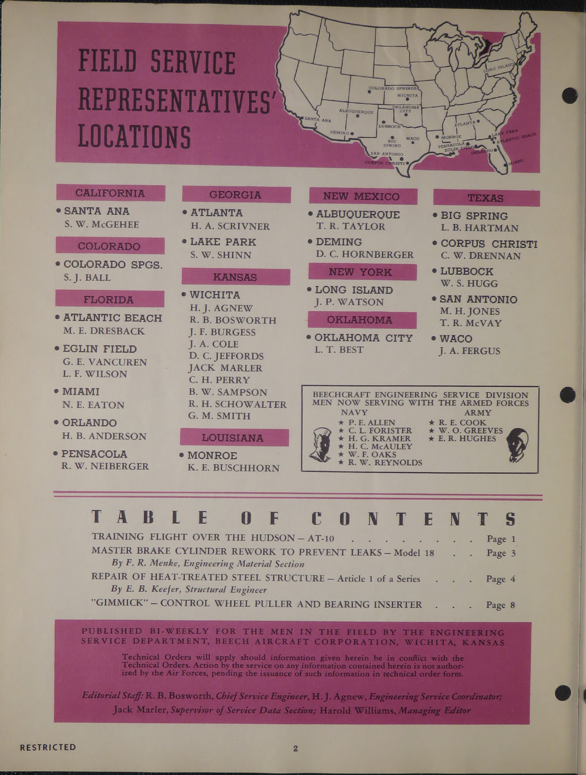 Sample page 2 from AirCorps Library document: Vol. II, No. 6 - Beechcraft Engineering Service