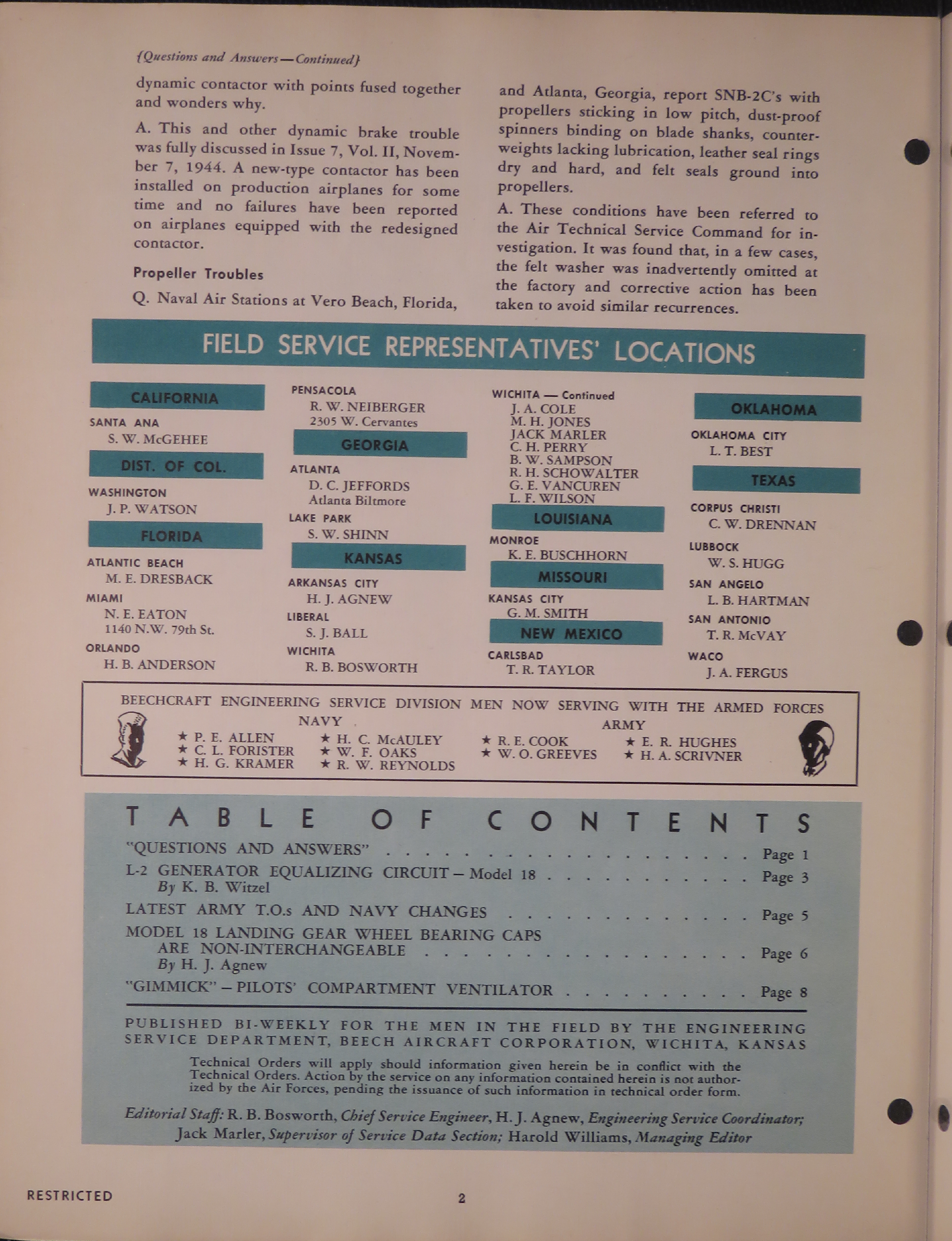 Sample page 2 from AirCorps Library document: Vol. II, No. 10 - Beechcraft Engineering Service