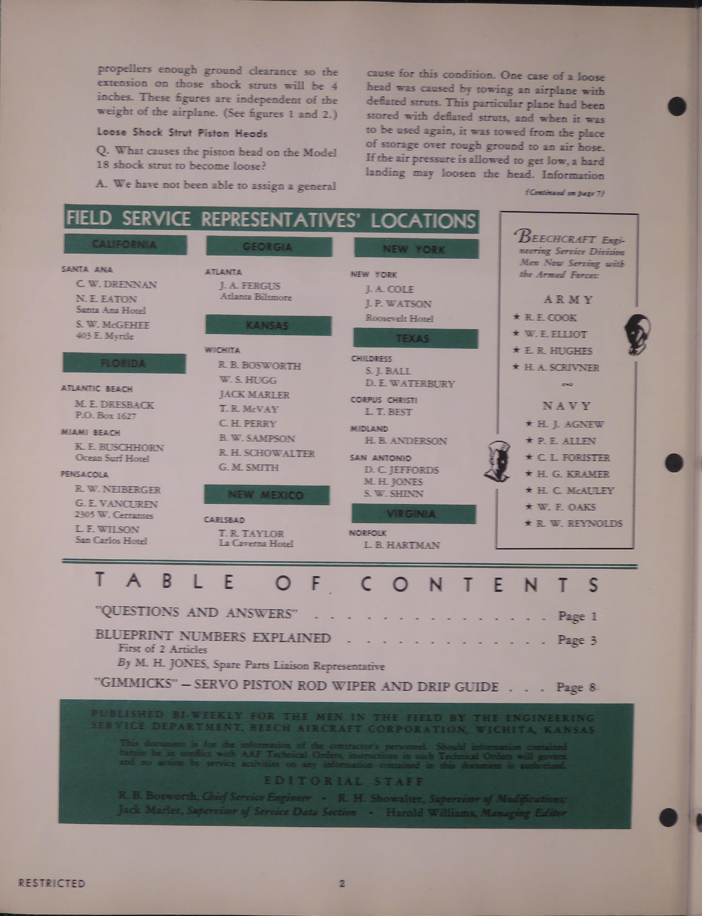 Sample page 2 from AirCorps Library document: Vol. II, No. 14 - Beechcraft Engineering Service